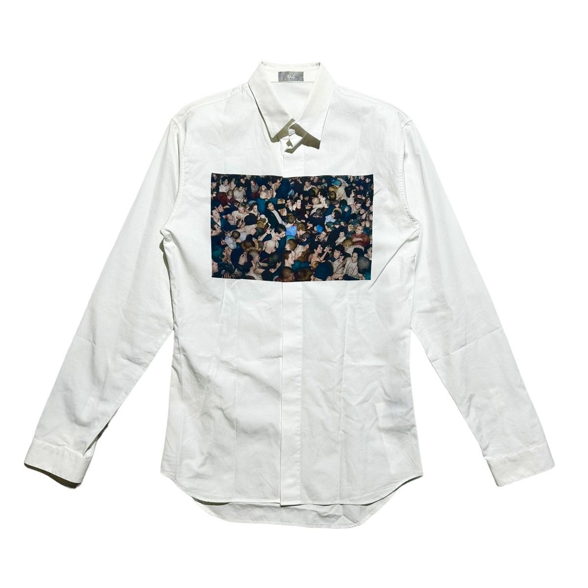 image of Dior x Kris Van Assche Fw17 Dan Witz Mosh Pit Button Down in White, Men's (Size Small)
