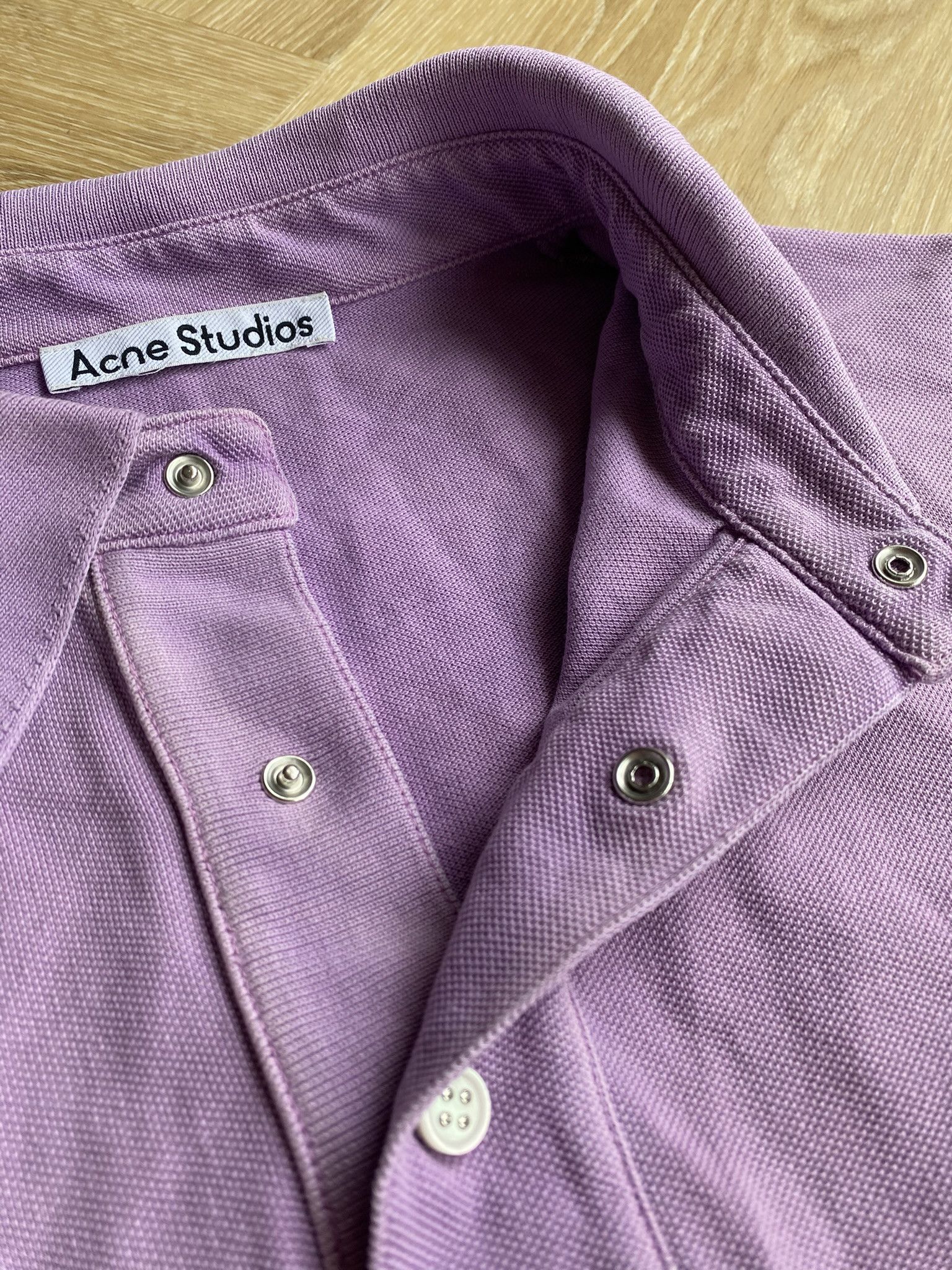 Acne Studios $300 - Cotton Polo Shirt - Washed Lilac Size US S / EU 44-46 / 1 - 18 Thumbnail