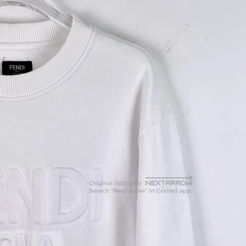 Fendi Fendi White Logo Letter Raised Cotton Crew Neck Long-Sleev Size US XL / EU 56 / 4 - 3 Thumbnail