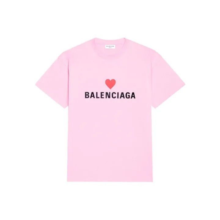 Balenciaga Balenciaga Pink Heart Logo T-Shirt 0079-2507 Size S / US 4 / IT 40 - 1 Thumbnail