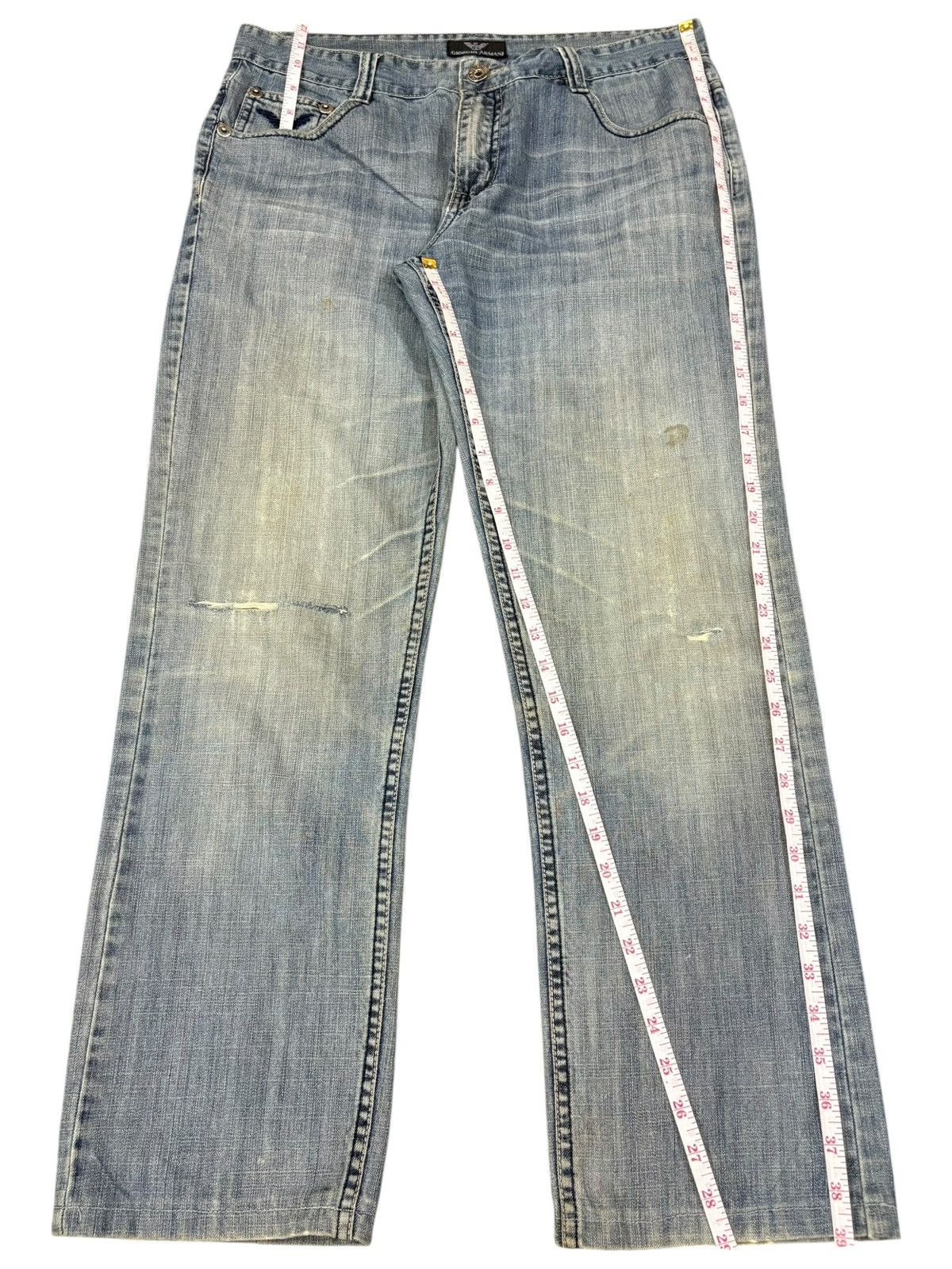 Giorgio Armani Vintage Giorgio Armani Faded Wash Distressed Loose Jeans Size US 34 / EU 50 - 11 Thumbnail