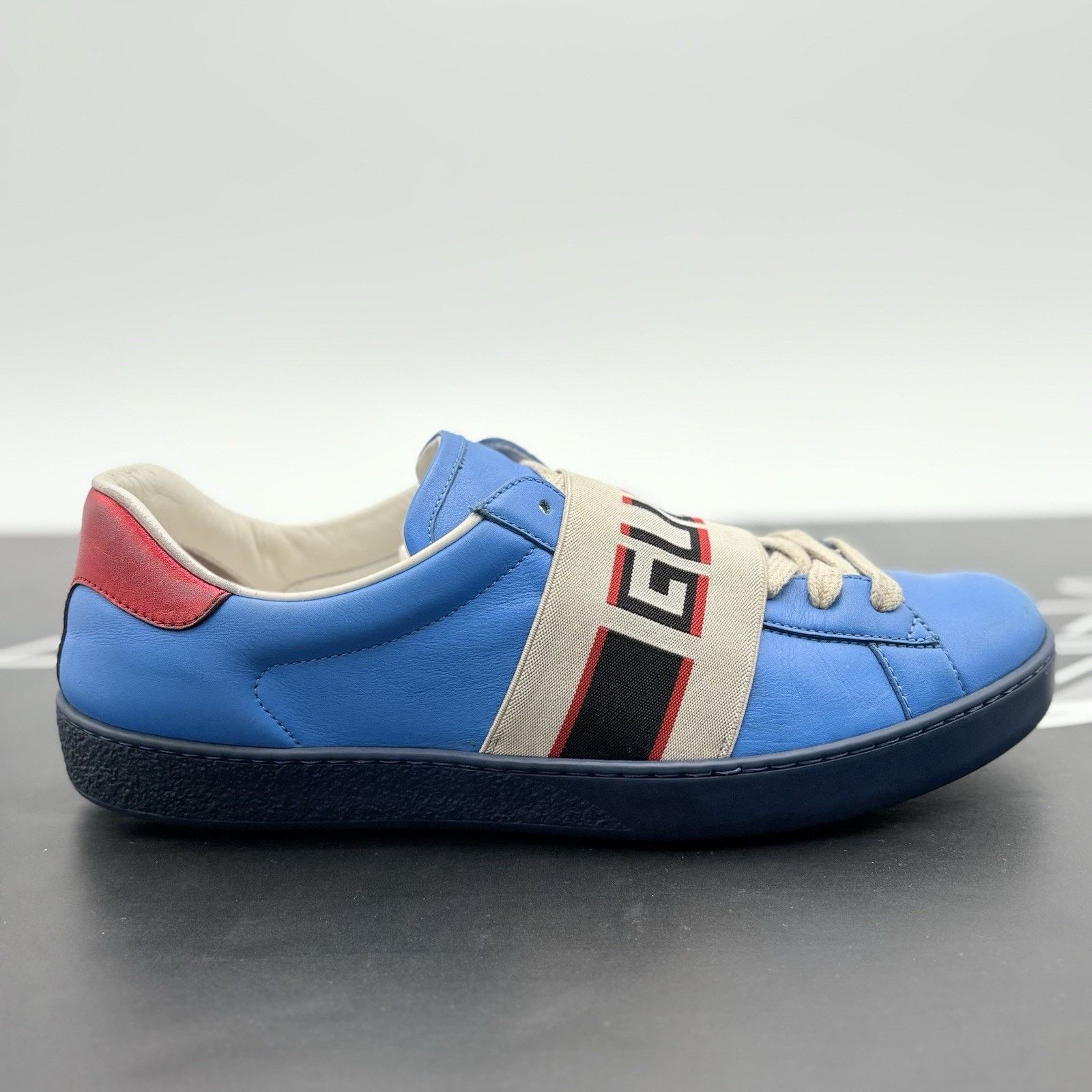 Gucci Gucci Ace Stripe Leather ' Blue ' | GOOD CONDITION! Size US 7.5 / EU 40-41 - 2 Thumbnail