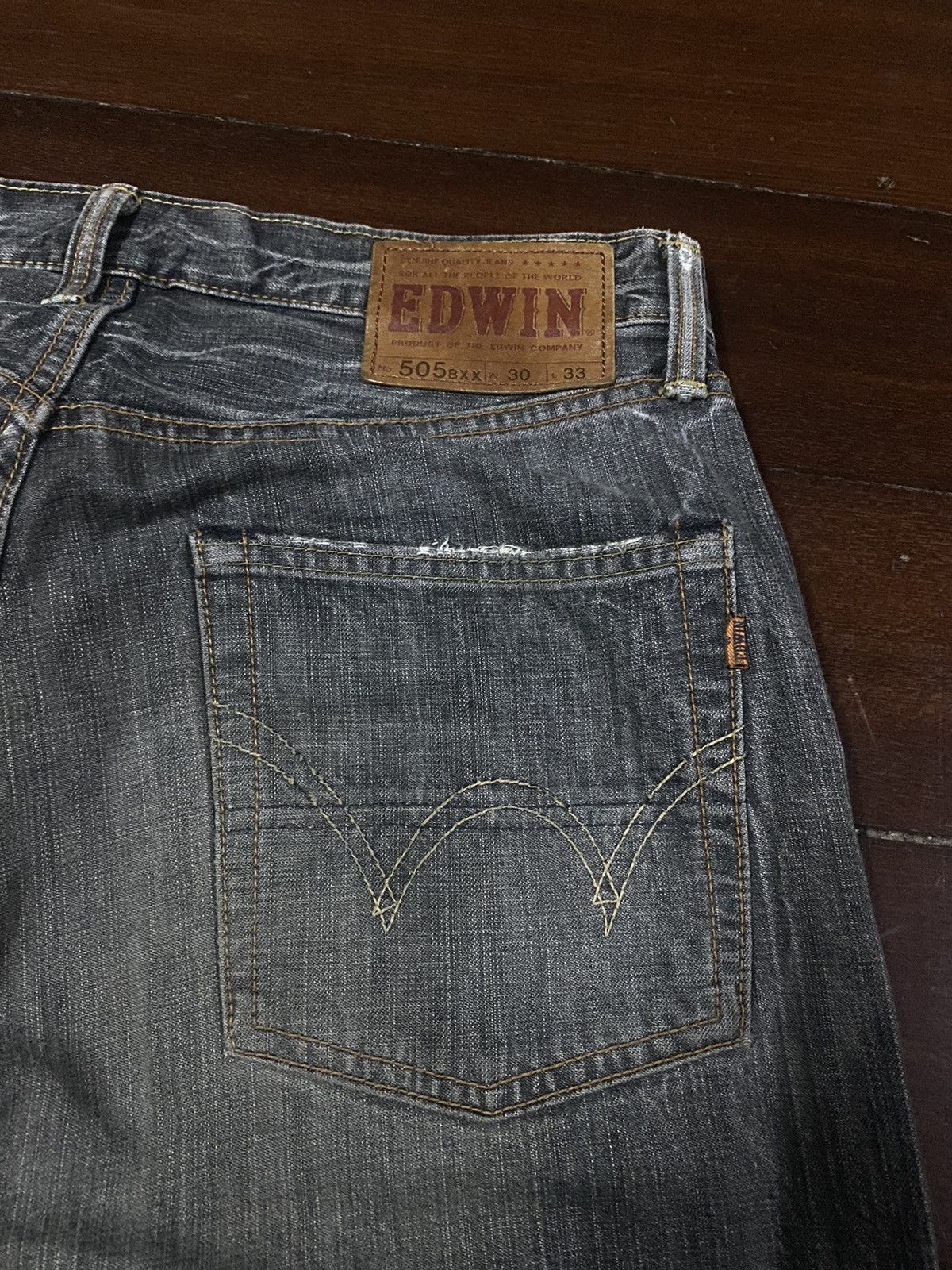 Edwin Vintage Edwin 505 BXX Selvedge FLARE JEANS THUNDER Size US 33 - 18 Thumbnail