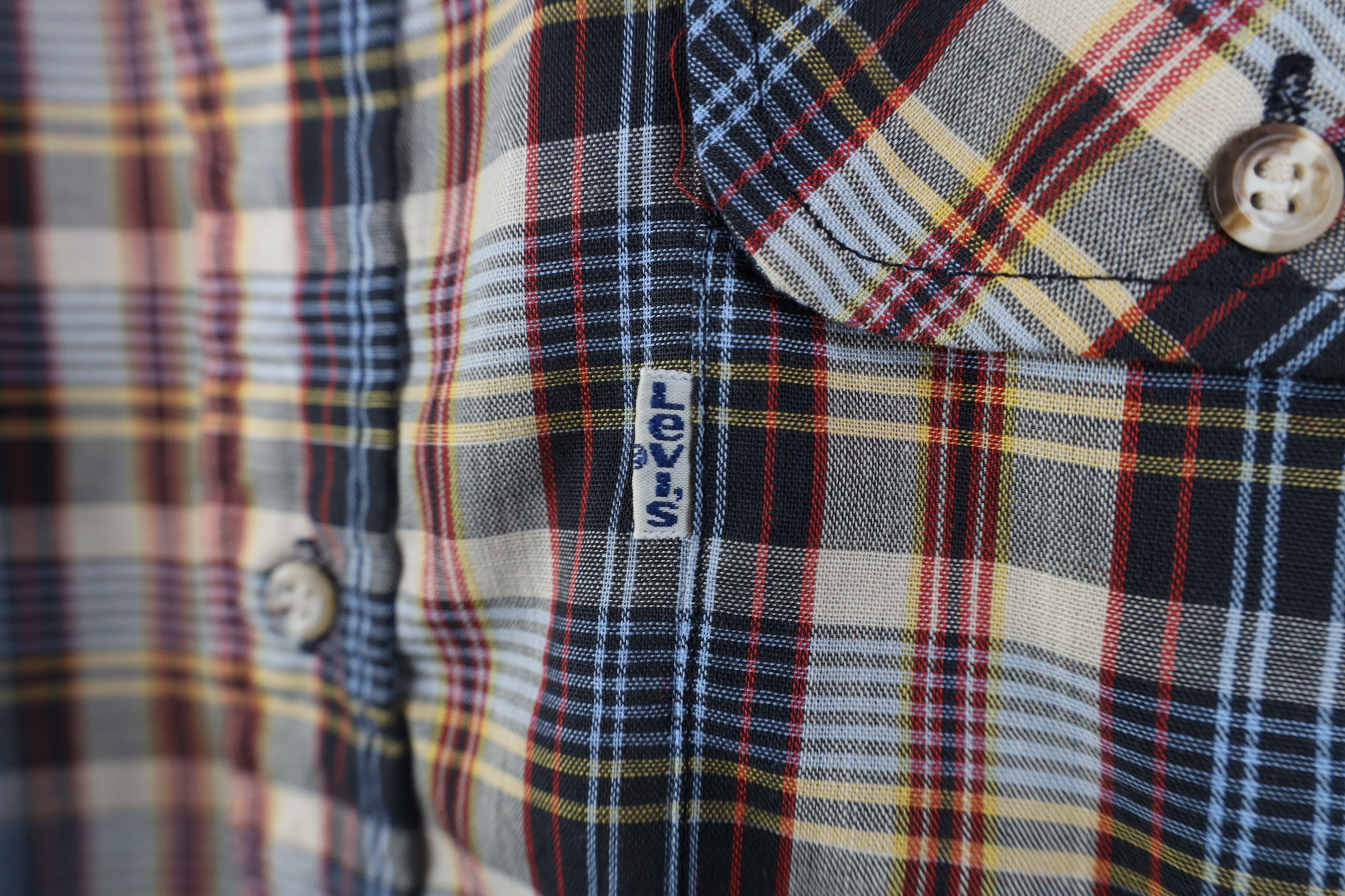 Levi's Vintage 70s 80s Levis Thin Rainbow Button Shirt Plaid Size US L / EU 52-54 / 3 - 4 Thumbnail