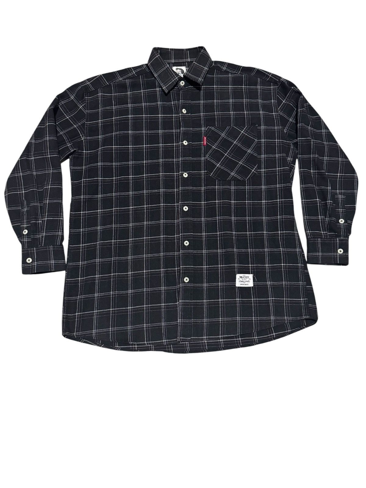 The Real McCoy's × Vintage Vtg McCoys Gill Boxy Flannel L/S Technical Apparel Shirt Size US L / EU 52-54 / 3 - 2 Thumbnail