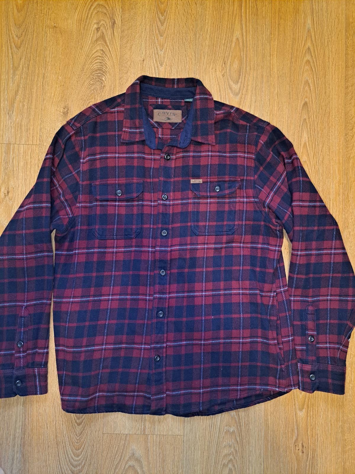 Orvis Orvis Jacket Mens XL Red Blue Plaid Cotton Flannel Button Up Size US XL / EU 56 / 4 - 1 Thumbnail