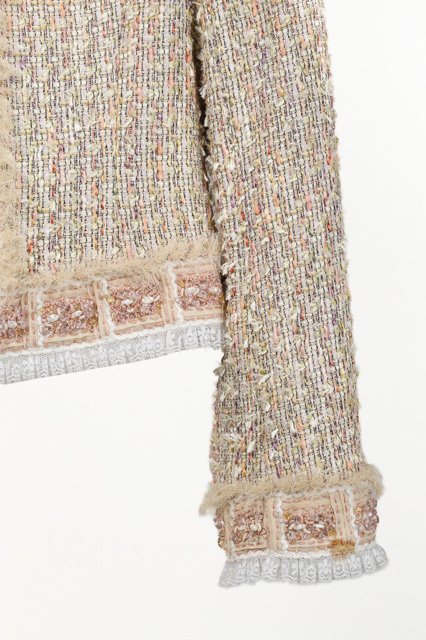 Escada Escada Yellow & Pink Tweed Embellished Lace-Trim Jacket Size M / US 6-8 / IT 42-44 - 6 Thumbnail