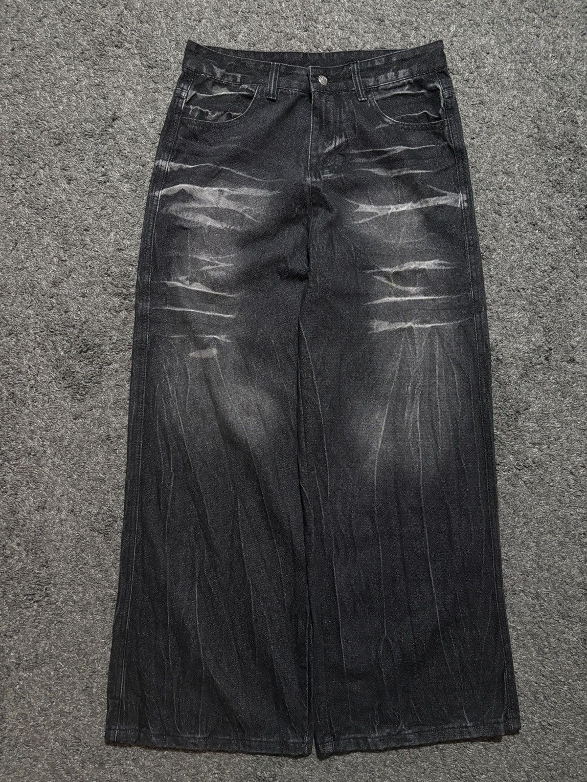 JNCO Vintage very rare wavy gradiant black washed baggy jeans Size US 32 / EU 48 - 1 Thumbnail