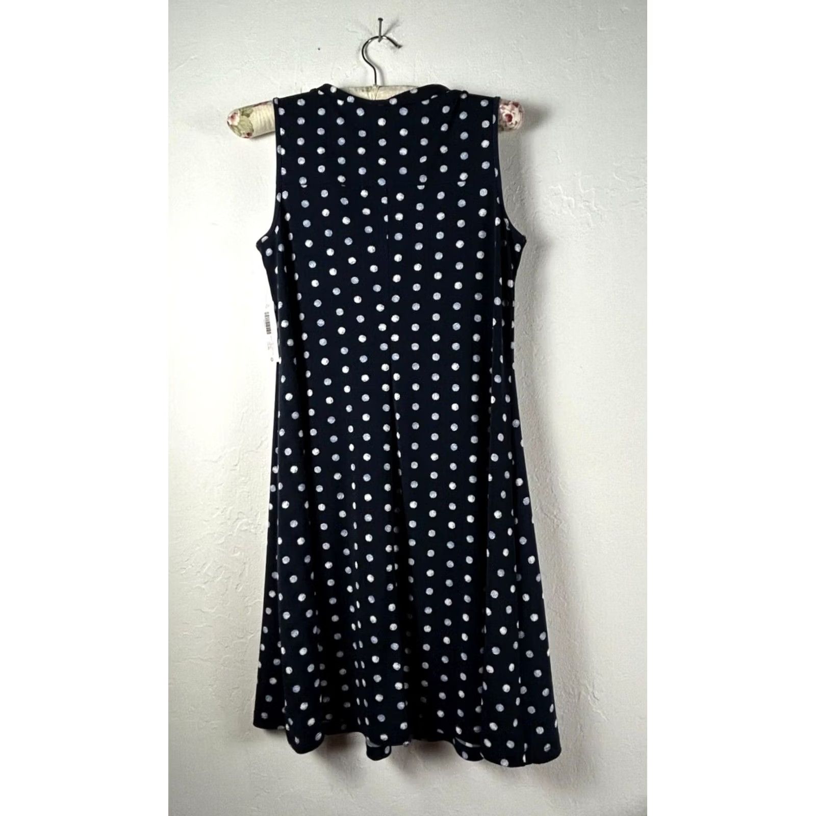 Vintage Chico's Womens Sleeveless Dress Stripe Polka Dot Blue 0 NWT Shelley Split Neck Knee Length Dress Size XS / US 0-2 / IT 36-38 - 2 Thumbnail