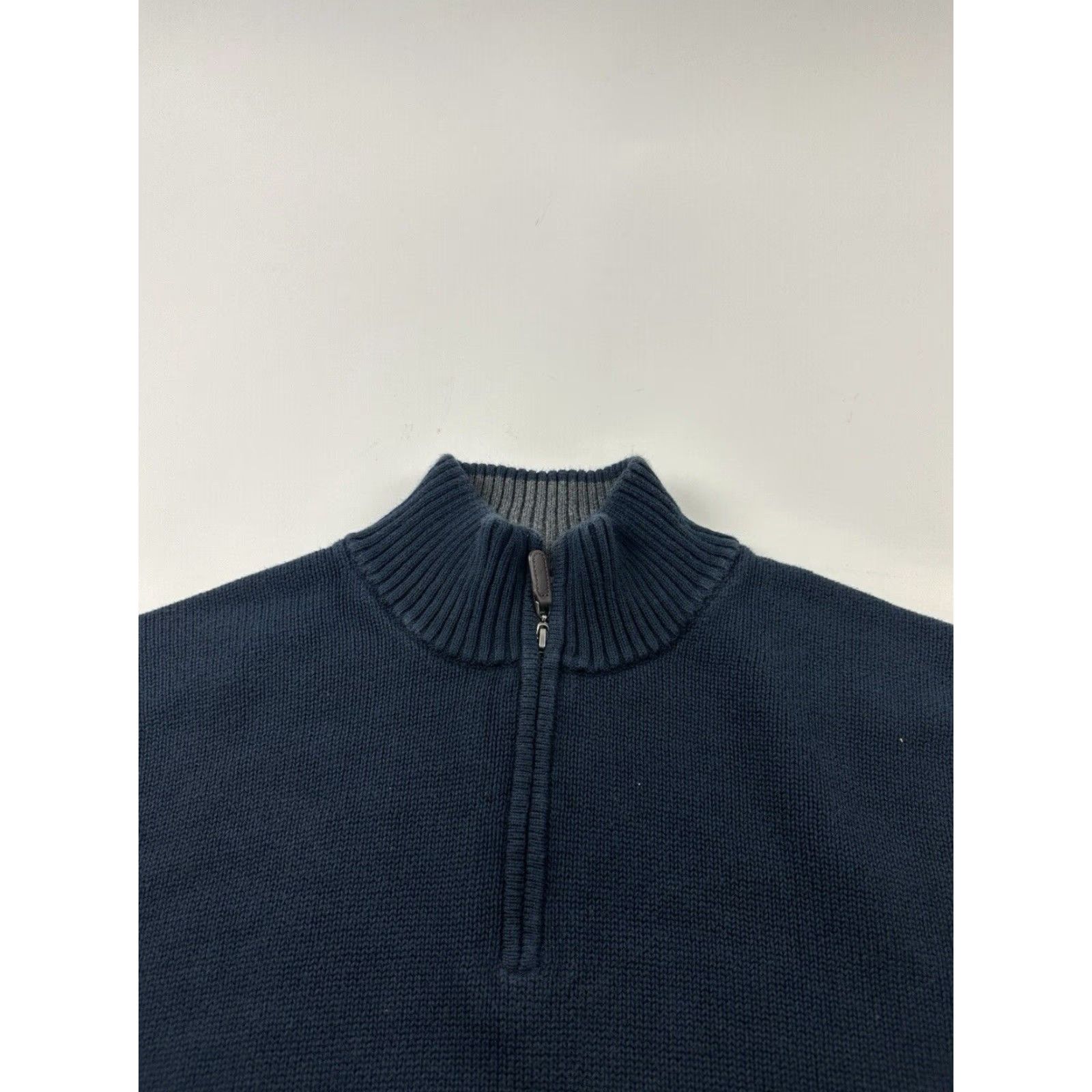 Vintage L.L. Bean Sweater Mens XL Blue 1/4 Zip Mock Neck Pullover Size US XL / EU 56 / 4 - 2 Thumbnail