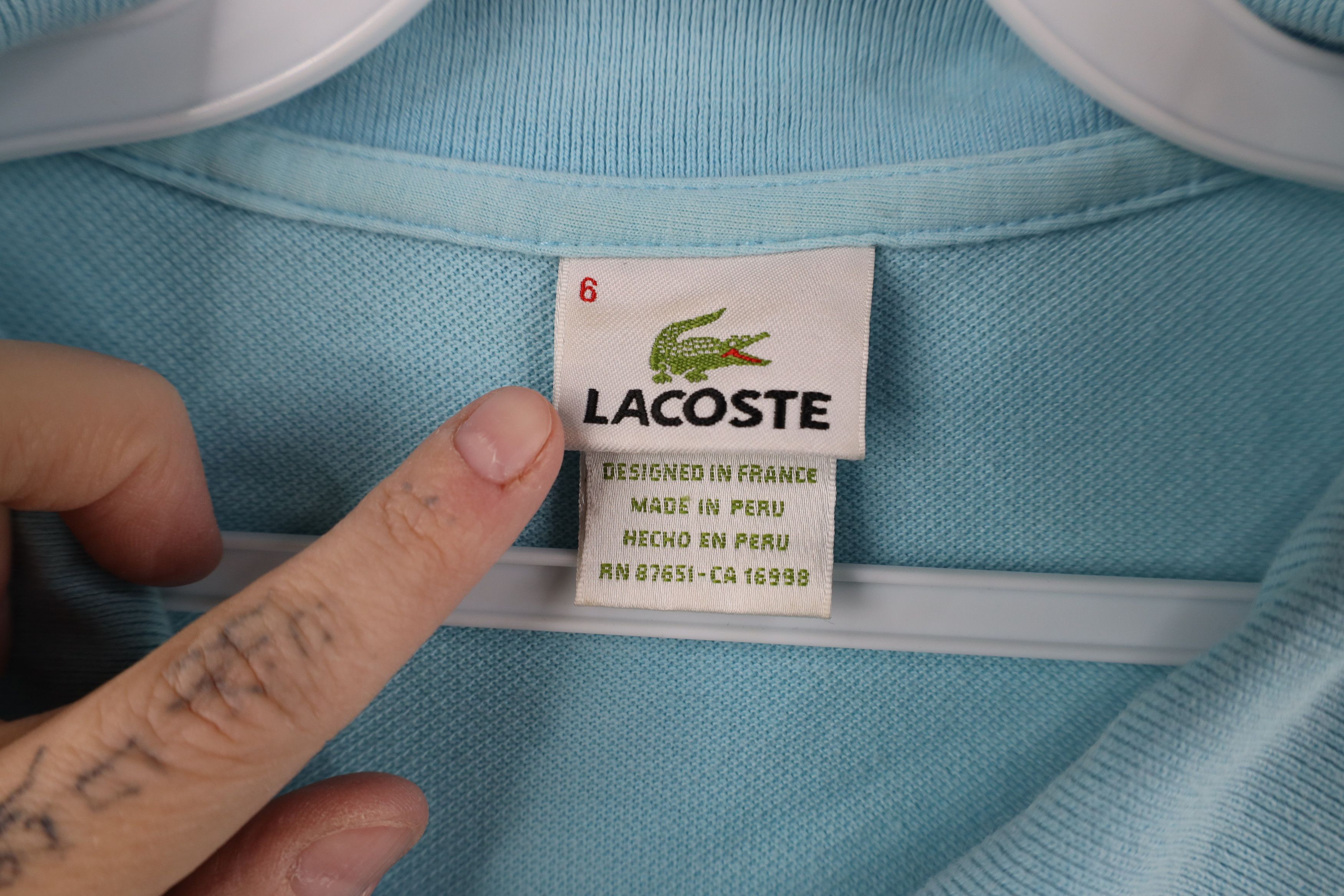 Lacoste Lacoste Distressed Croc Logo Collared Golf Polo Shirt Blue Size US L / EU 52-54 / 3 - 7 Thumbnail