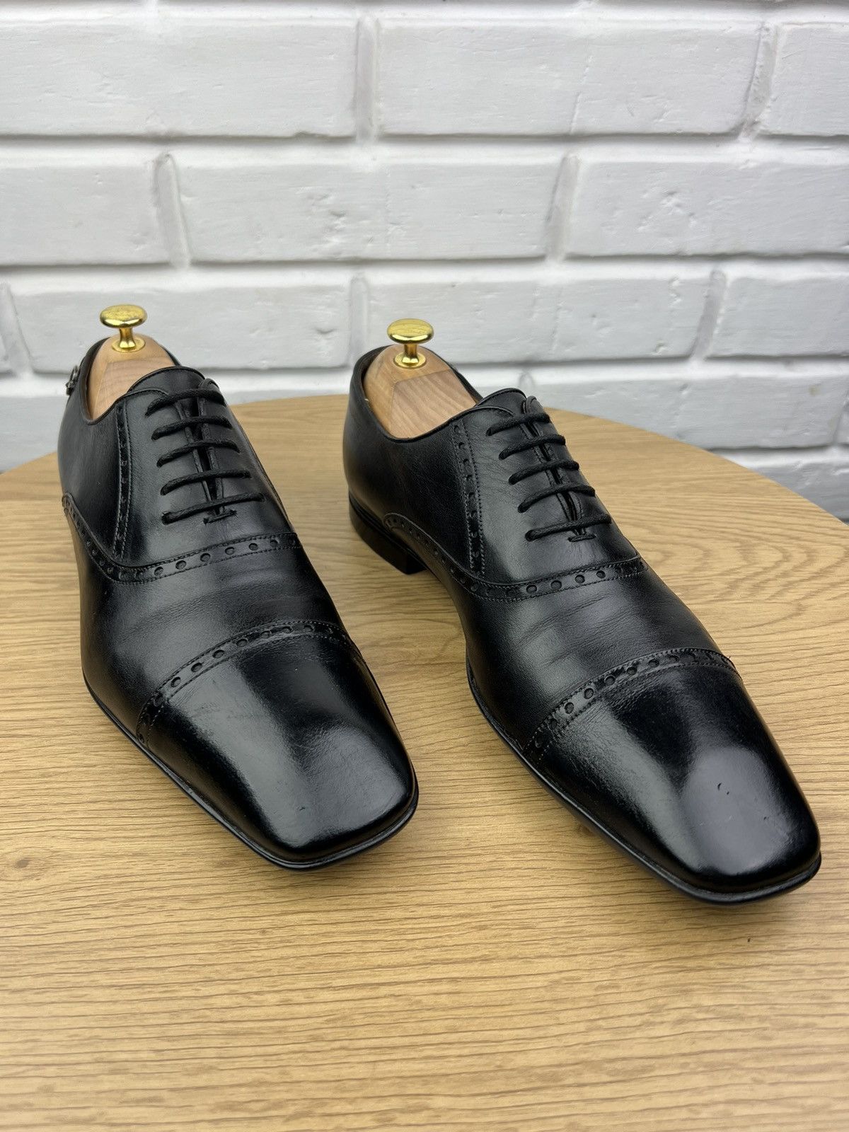 Gucci GUCCI Oxfords Leather Shoes Lace Up Back Logo Black Men’s Size US 10 / EU 43 - 6 Thumbnail