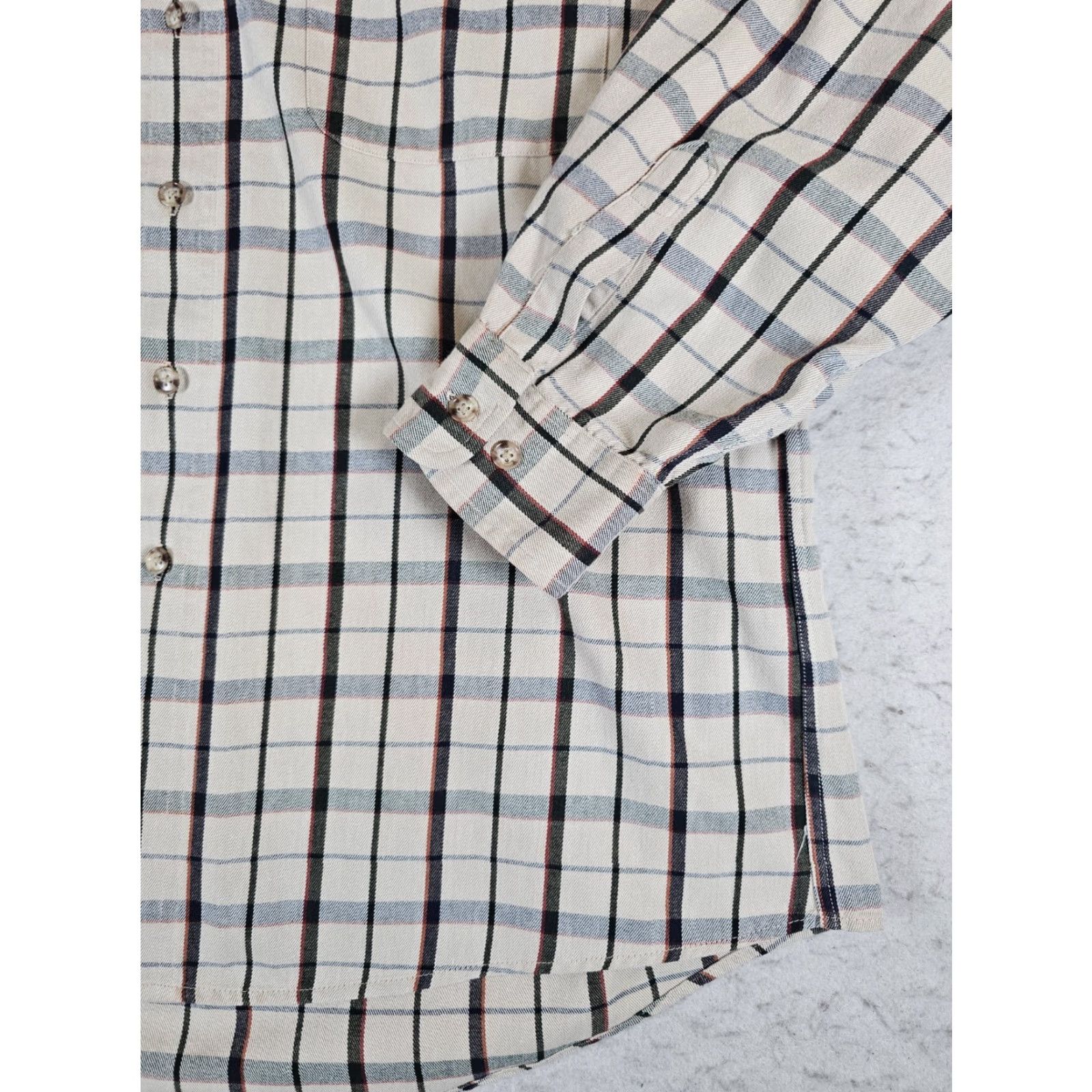 Vintage Willis & Geiger Cream Checkered Long Sleeve Button Up Dress Shirt Men's L Large Size 42R - 5 Thumbnail