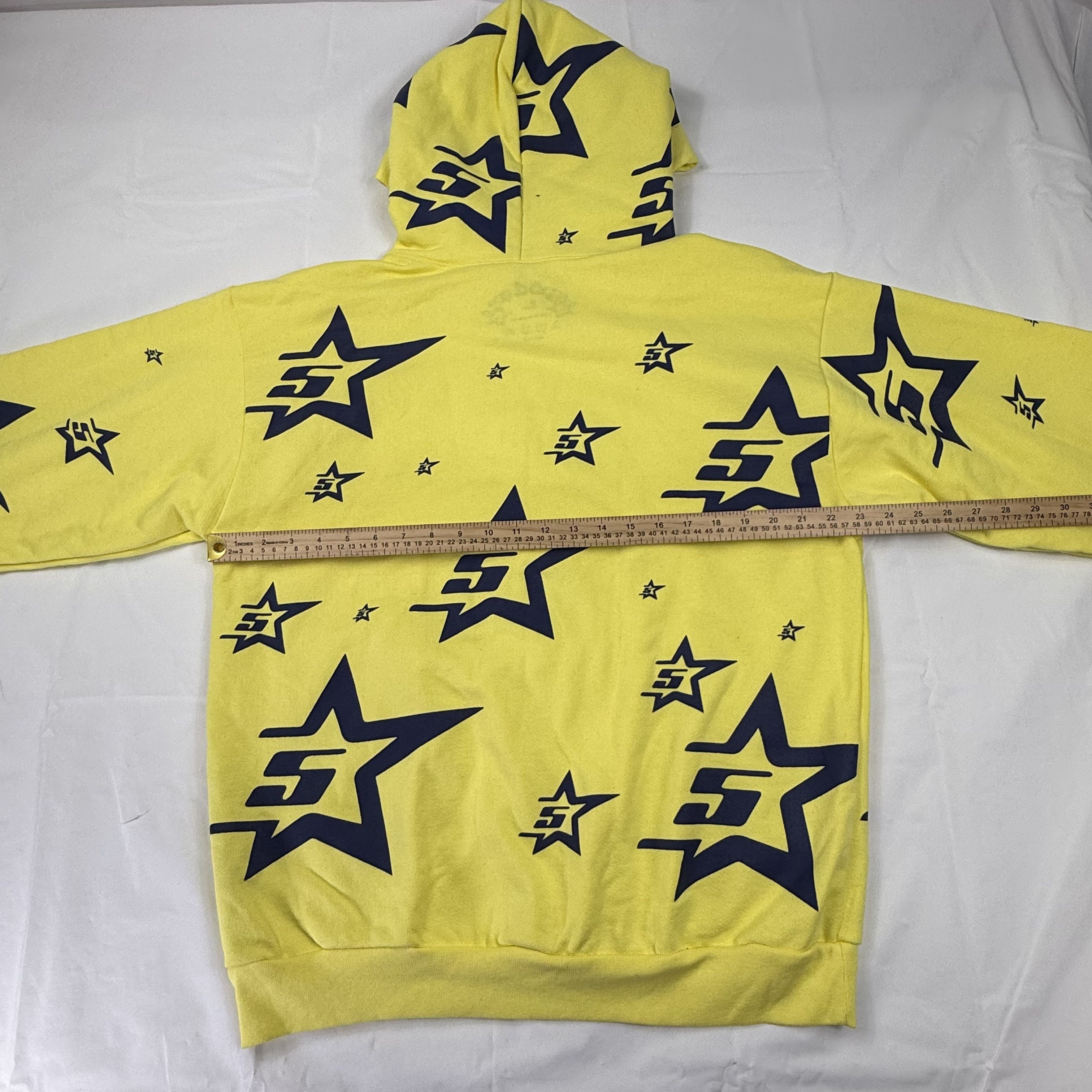Sp5der Sp5der Worldwide 5555 Star Hoodie Yellow Navy All Over Print Size US L / EU 52-54 / 3 - 3 Thumbnail