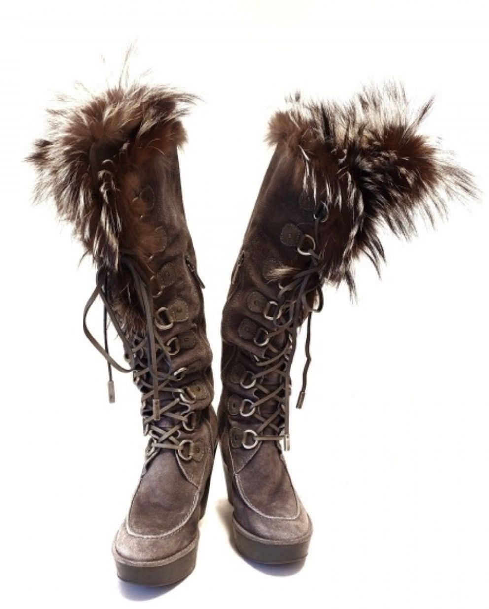 Dior Dior suede fox fur wedge boots Size US 7 / IT 37 - 2 Thumbnail