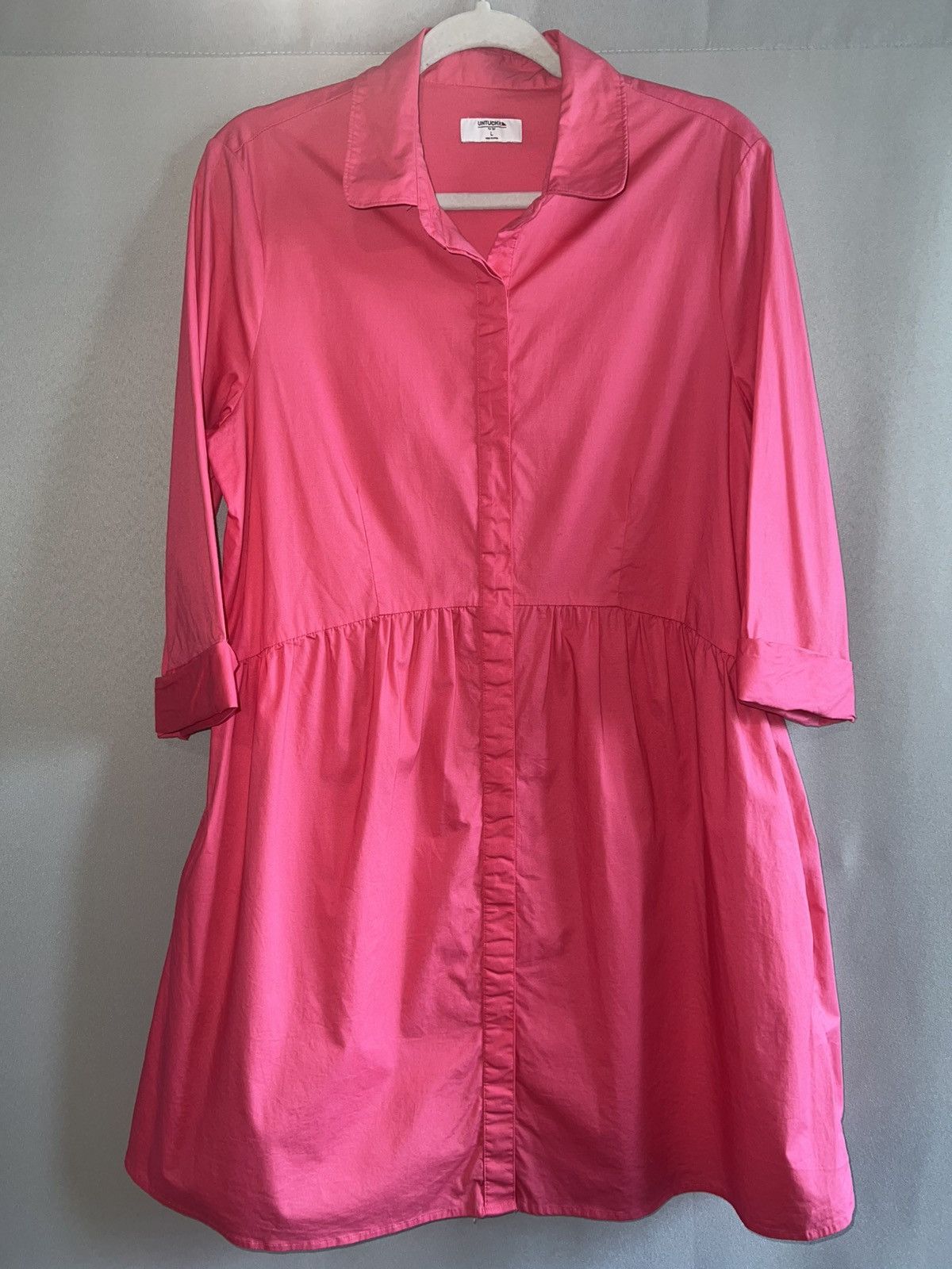 UNTUCKit UNTUCKit Demi Pink Button Down Shirt Dress Pockets Large Size L / US 10 / IT 46 - 2 Thumbnail
