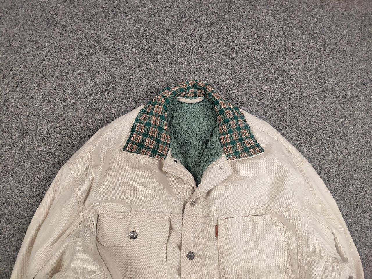 If Six Was Nine × Le Grande Bleu (L.G.B.) Masonprince Studios Design Beige Denim Fur Oversized Jacket Size US L / EU 52-54 / 3 - 4 Thumbnail