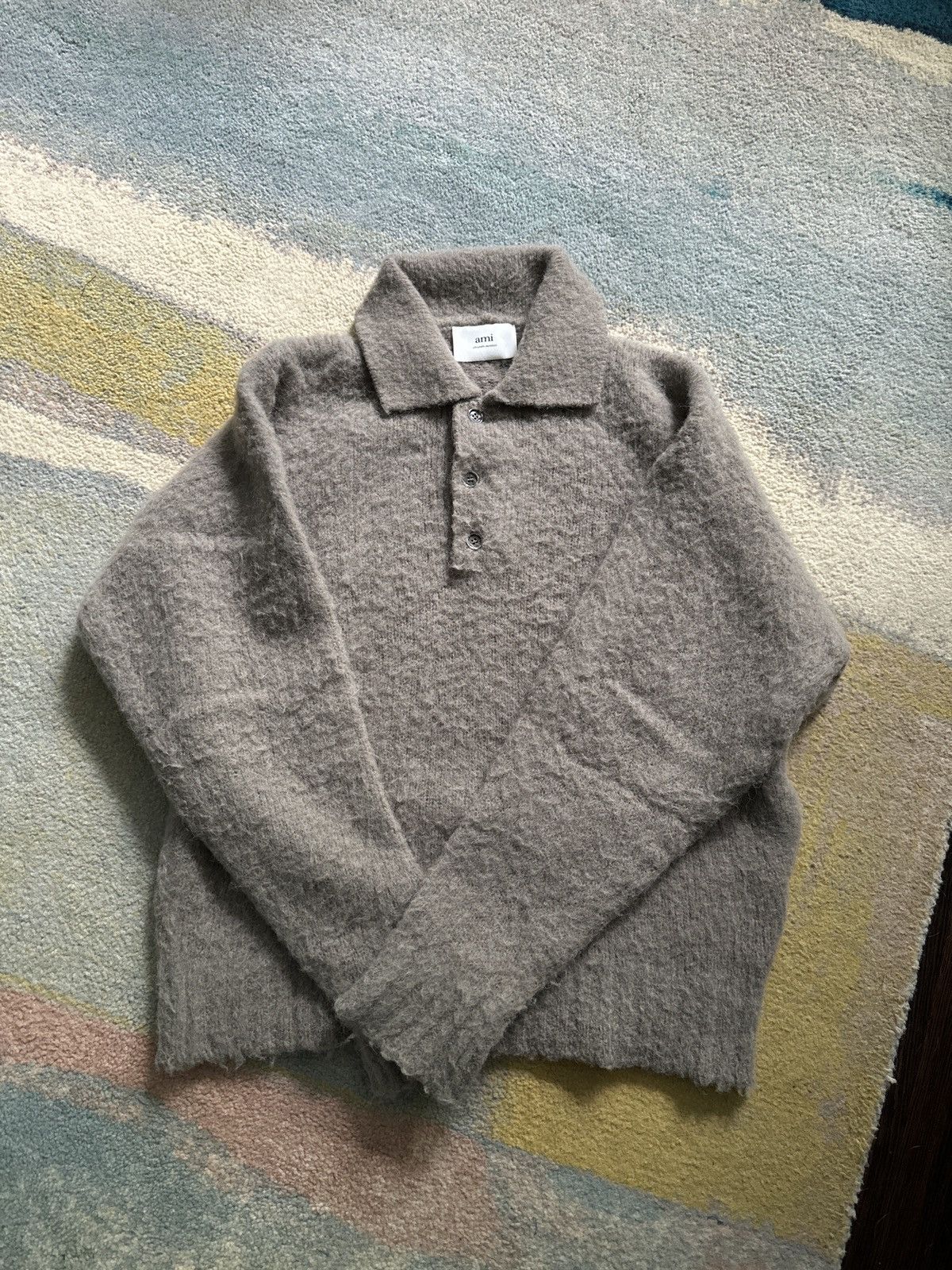 AMI Fuzzy Knit polo sweater Size US M / EU 48-50 / 2 - 2 Thumbnail