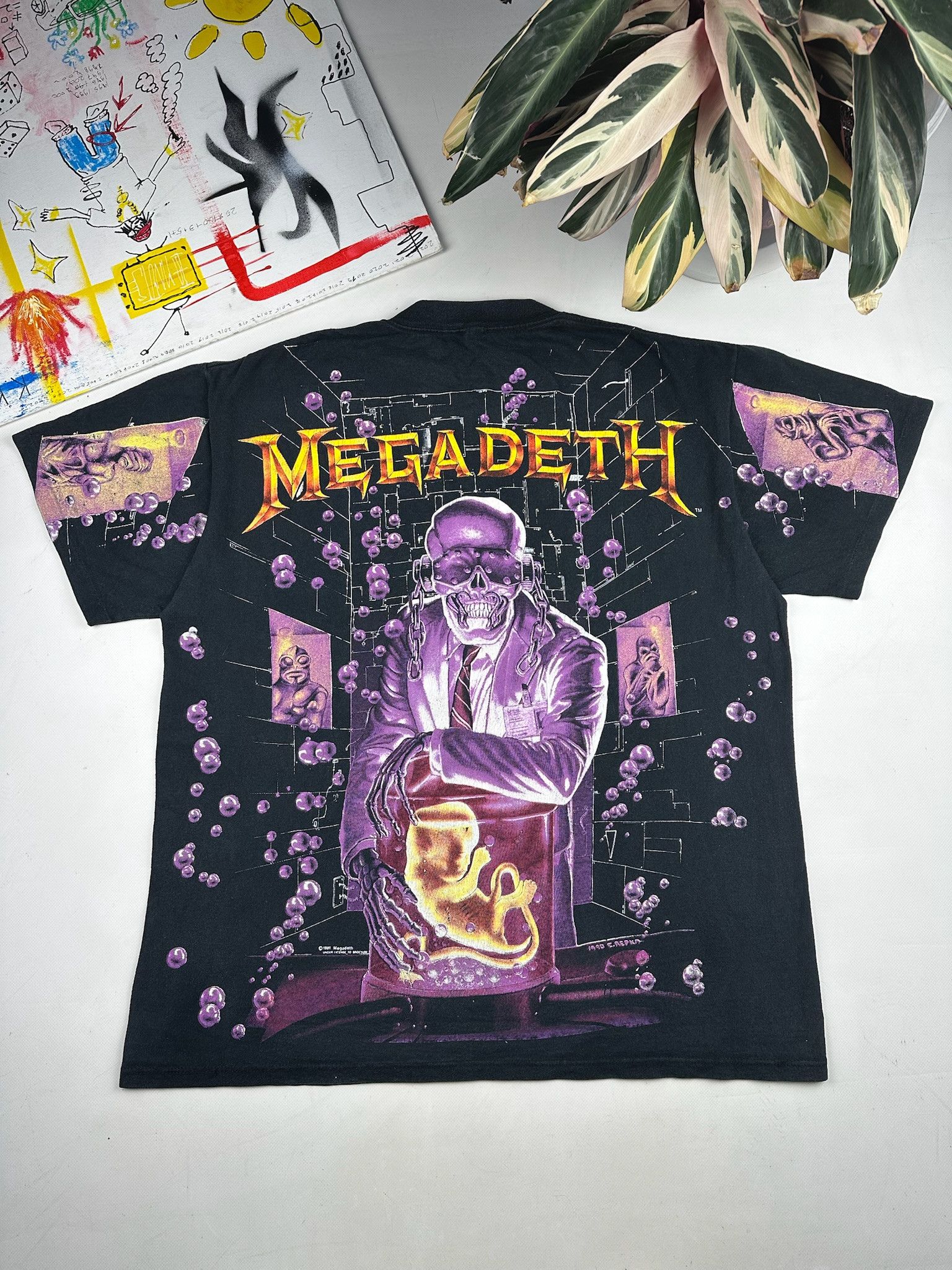 Band Tees 1991 MEGADETH ALL OVER PRINT AOP WILD TEE SHIRT Size US XL / EU 56 / 4 - 3 Thumbnail