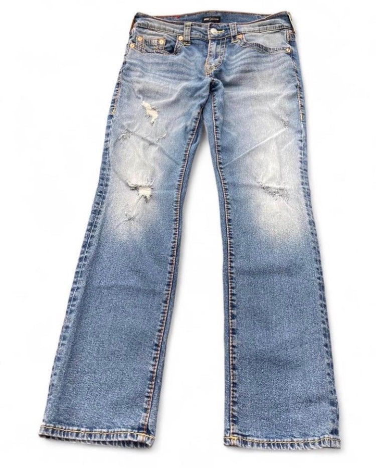 True Religion True Religion Ricky Medium Wash Distressed Jeans size 33 Size US 33 - 1 Thumbnail