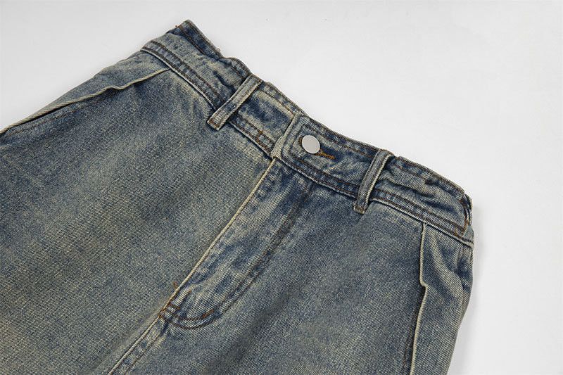 Vintage Loose distressed patchwork striped wide-leg cargo jeans Size US 32 / EU 48 - 3 Thumbnail
