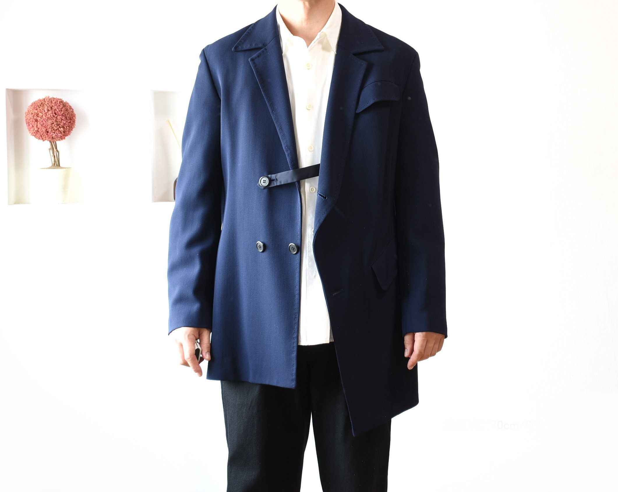 Y's Y's Yohji Yamamoto Asymmetric Stretch Blazer Navy Size US S / EU 44-46 / 1 - 3 Thumbnail