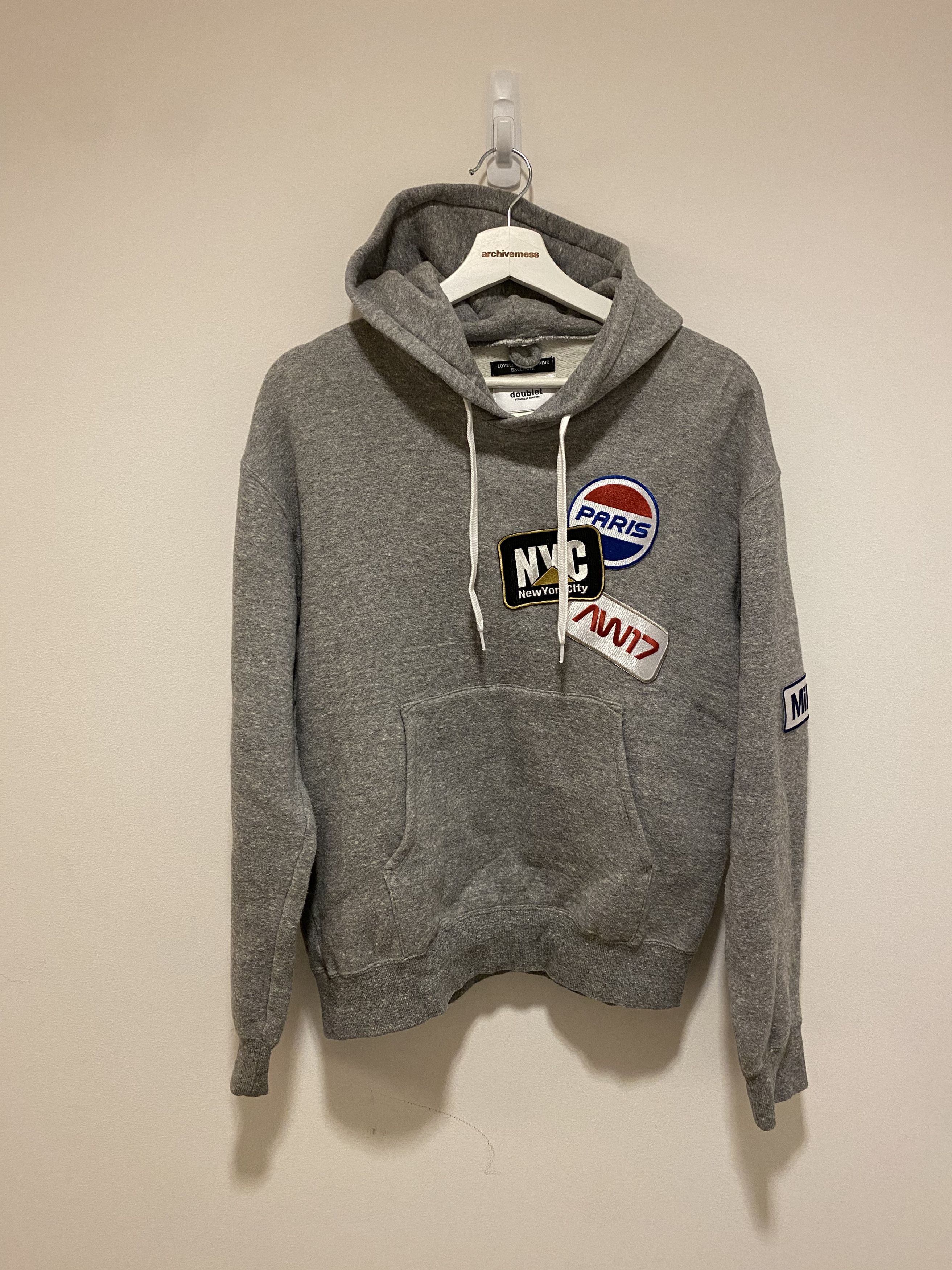 image of Doublet Loveless Exclusive Patch Hoodie in Grey, Men's (Size XS)