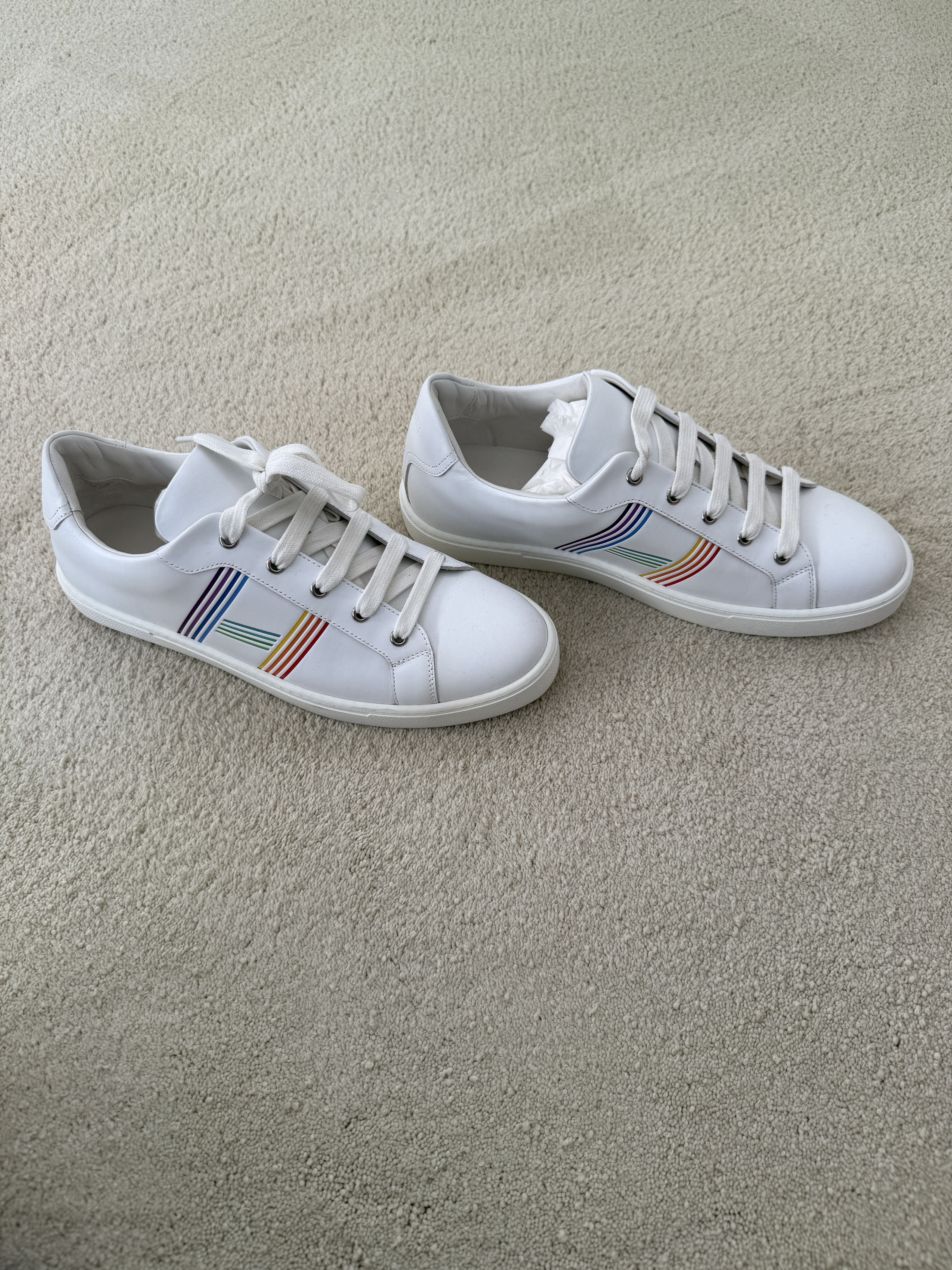 Hermes Hermes Mens New White w/Multcolor H Leather Sneakers Size US 10.5 / EU 43-44 - 4 Thumbnail