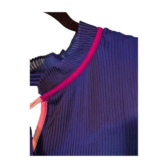 DKNY DKNY Tie V-Neck Sleeveless Pleated Chiffon Trapeze Shift Dre Size XXL / US 16-18 / IT 52-54 - 3 Thumbnail