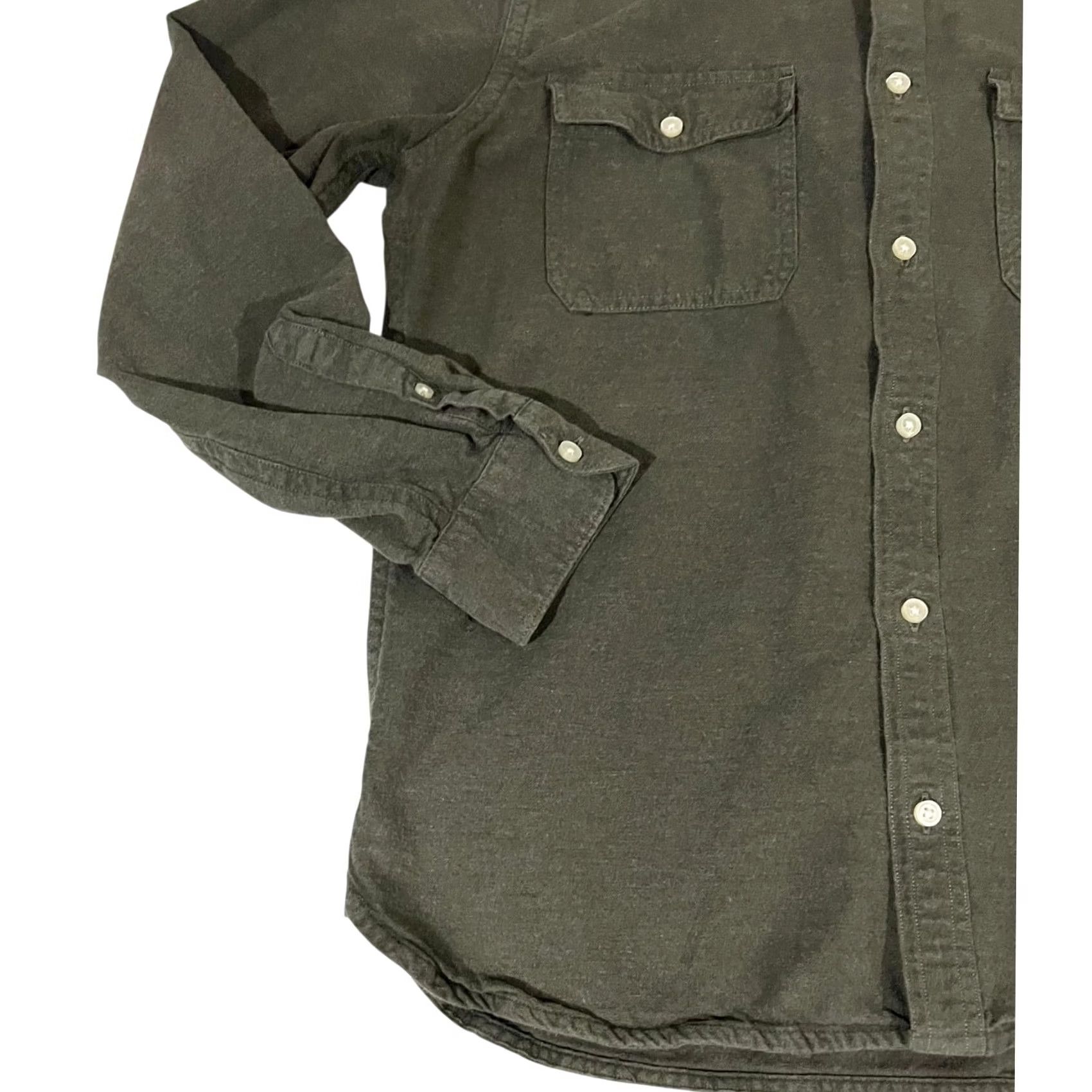 Everlane Everlane Men’s Brushed Flannel Shirt Heathered Thyme Button Front Cotton Sz L Mens Long Sleeve Collared Solid Green Size US L / EU 52-54 / 3 - 5 Thumbnail