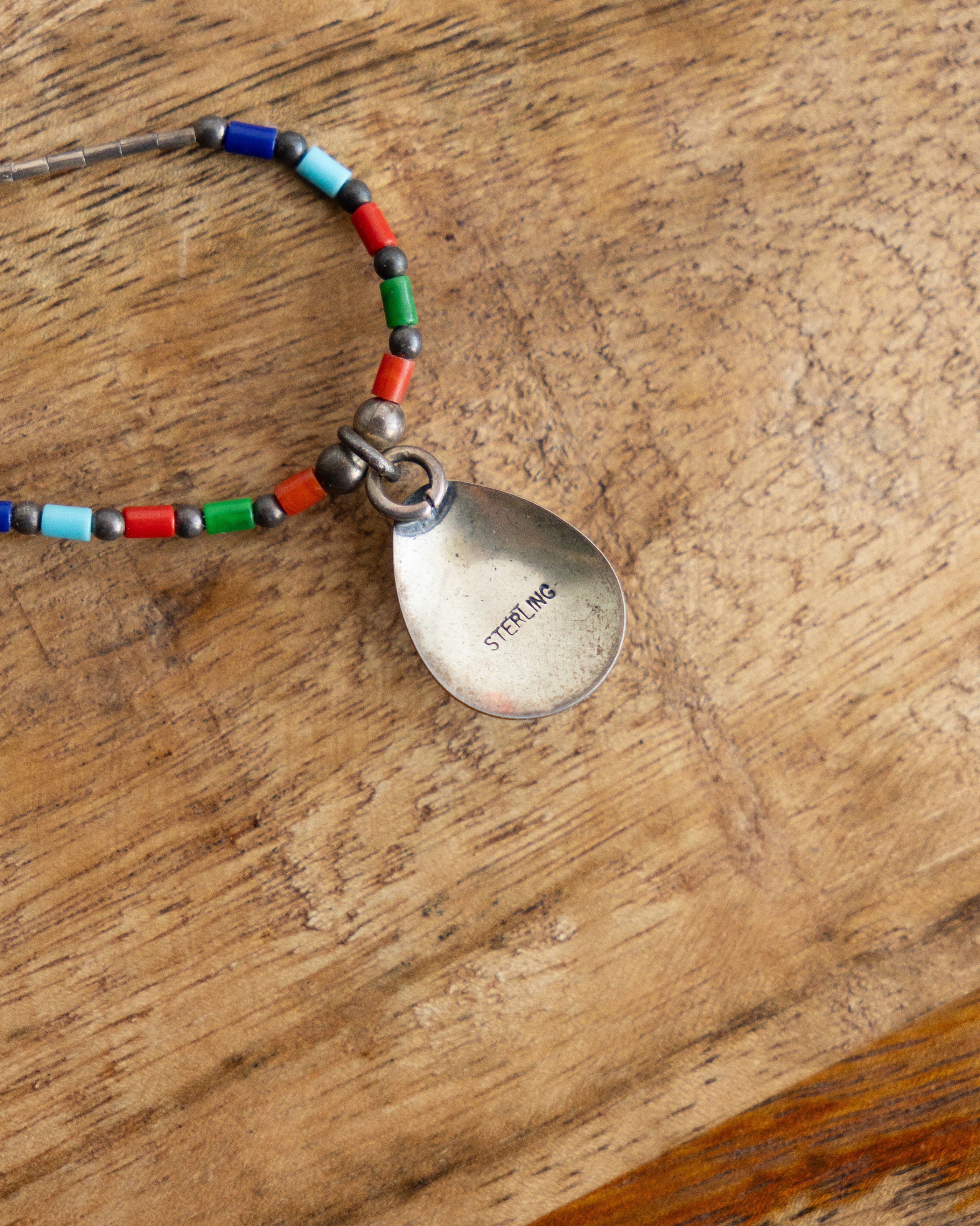 Jewelry Vintage Native American Zuni Necklace Sterling Silver Inlay Size ONE SIZE - 2 Thumbnail