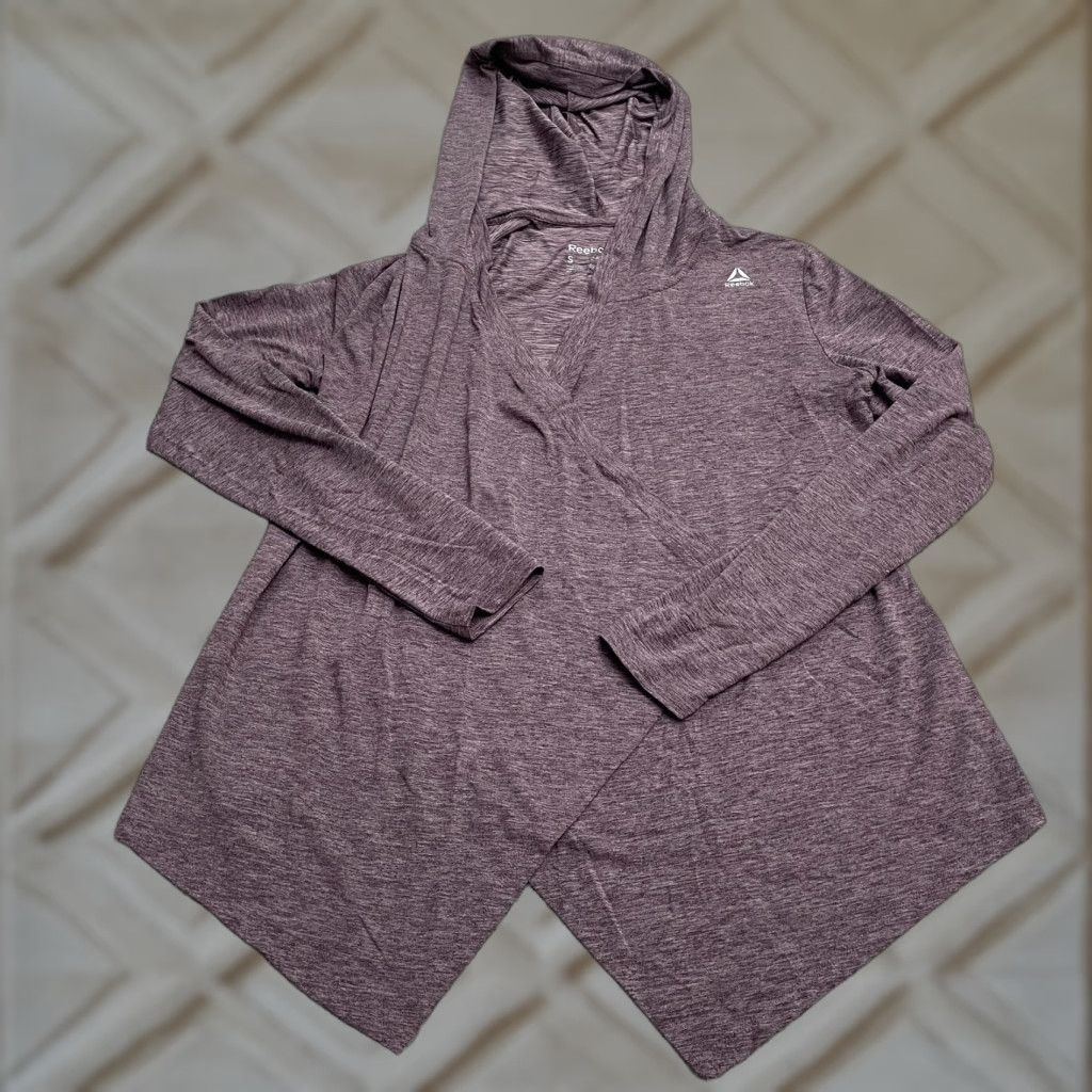 Reebok Reebok Hoodie Womens Small Purple Lightweight Cardigan Hooded Stretch Open Sweatshirt Active Size S / US 4 / IT 40 - 1 Thumbnail