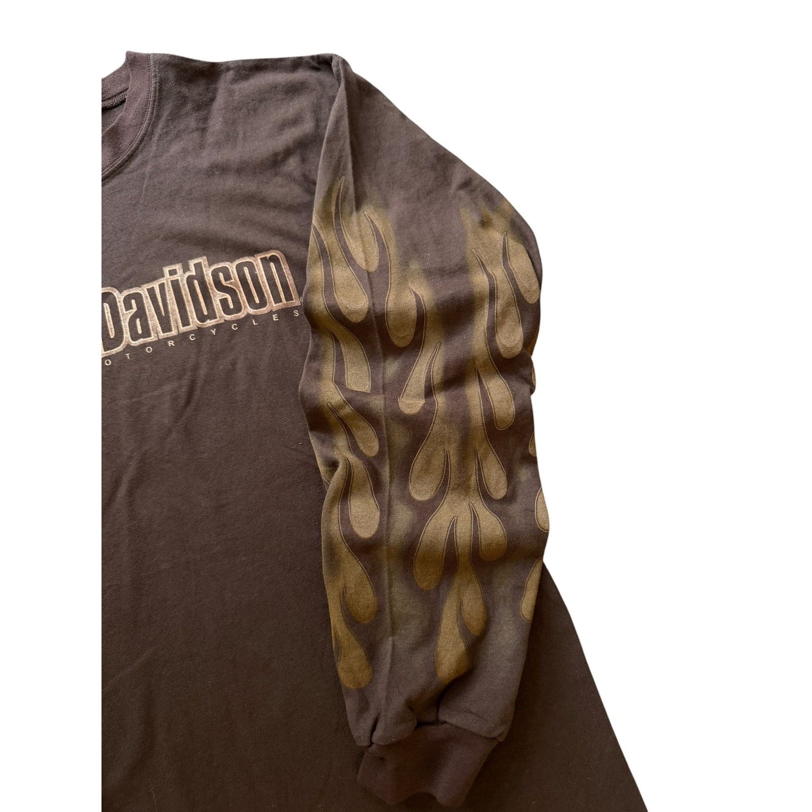 Harley Davidson Vintage Harley Davidson Brown All-Over Flame Long Sleeve Size US XL / EU 56 / 4 - 2 Thumbnail