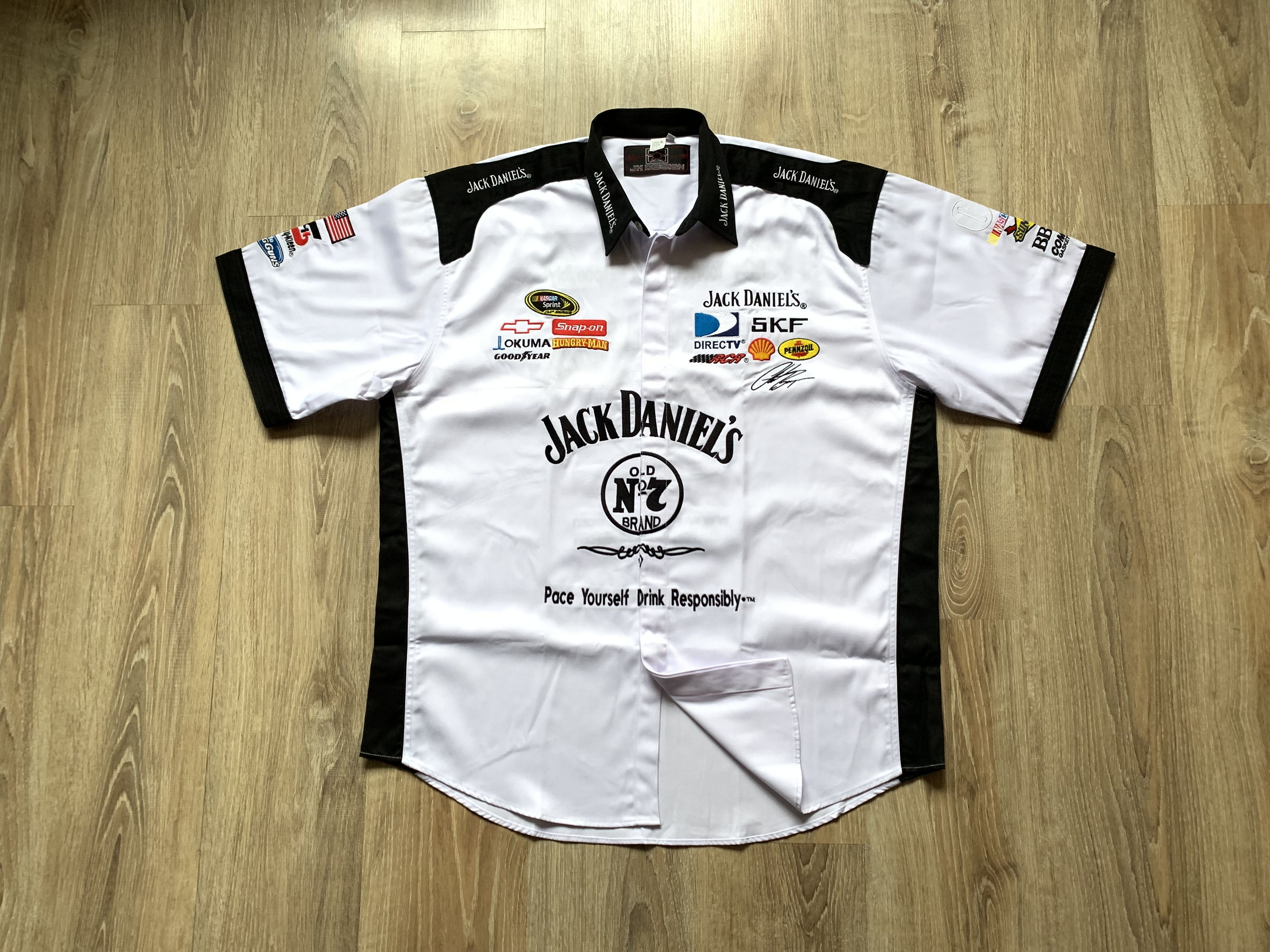 image of Vintage Jack Daniels Chevrolet Nascar Short Sleeve Shirt in White, Men's (Size 2XL)