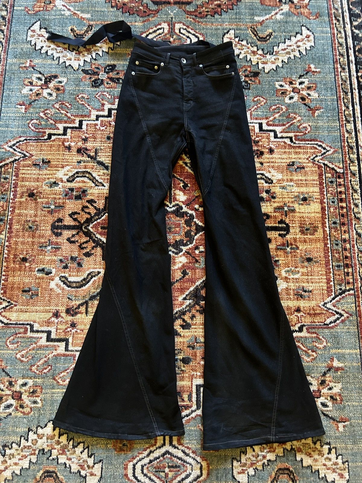 image of Rick Owens x Rick Owens Drkshdw Bias Bootcut / Flared Jeans in Black, Men's (Size 28)