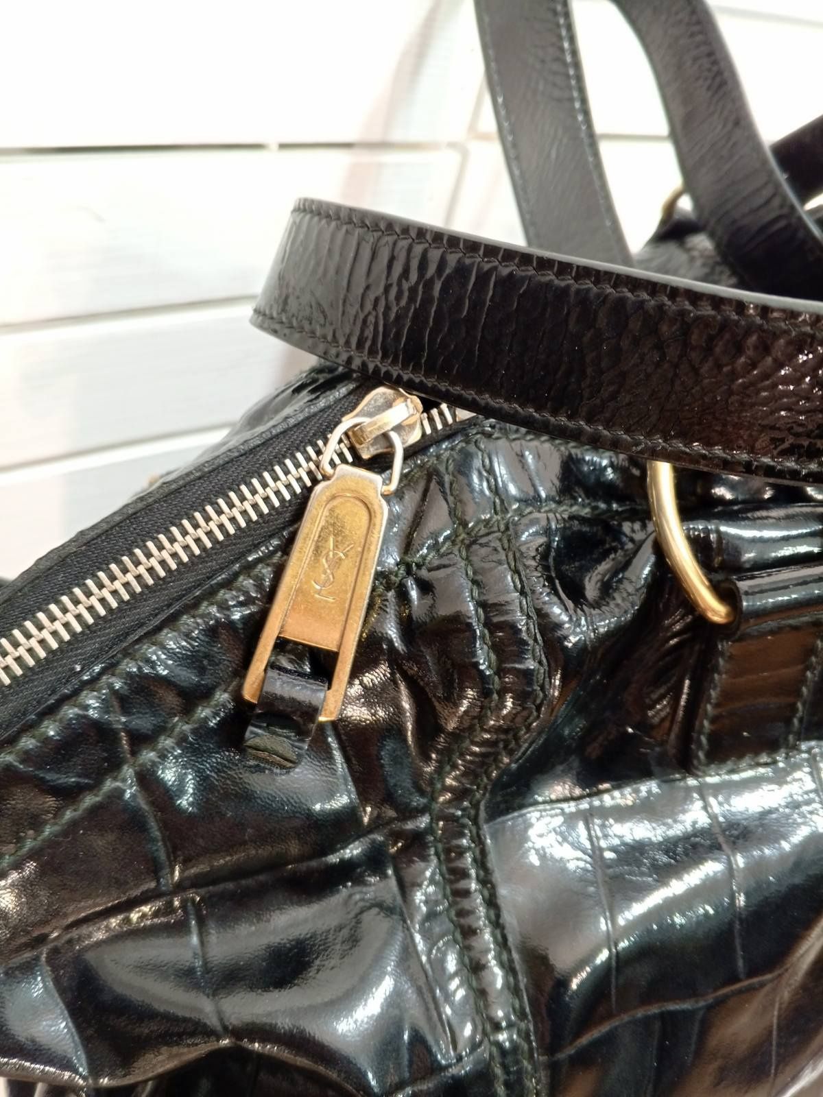 Saint Laurent Paris Yves Saint Laurent Rive Gauche Vintage Patent Leather Bag Size ONE SIZE - 8 Thumbnail