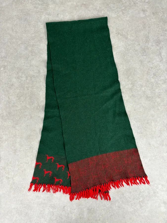 Givenchy 1990s Givenchy Green & Red Cashmere Abstract Scarf Size ONE SIZE - 10 Thumbnail