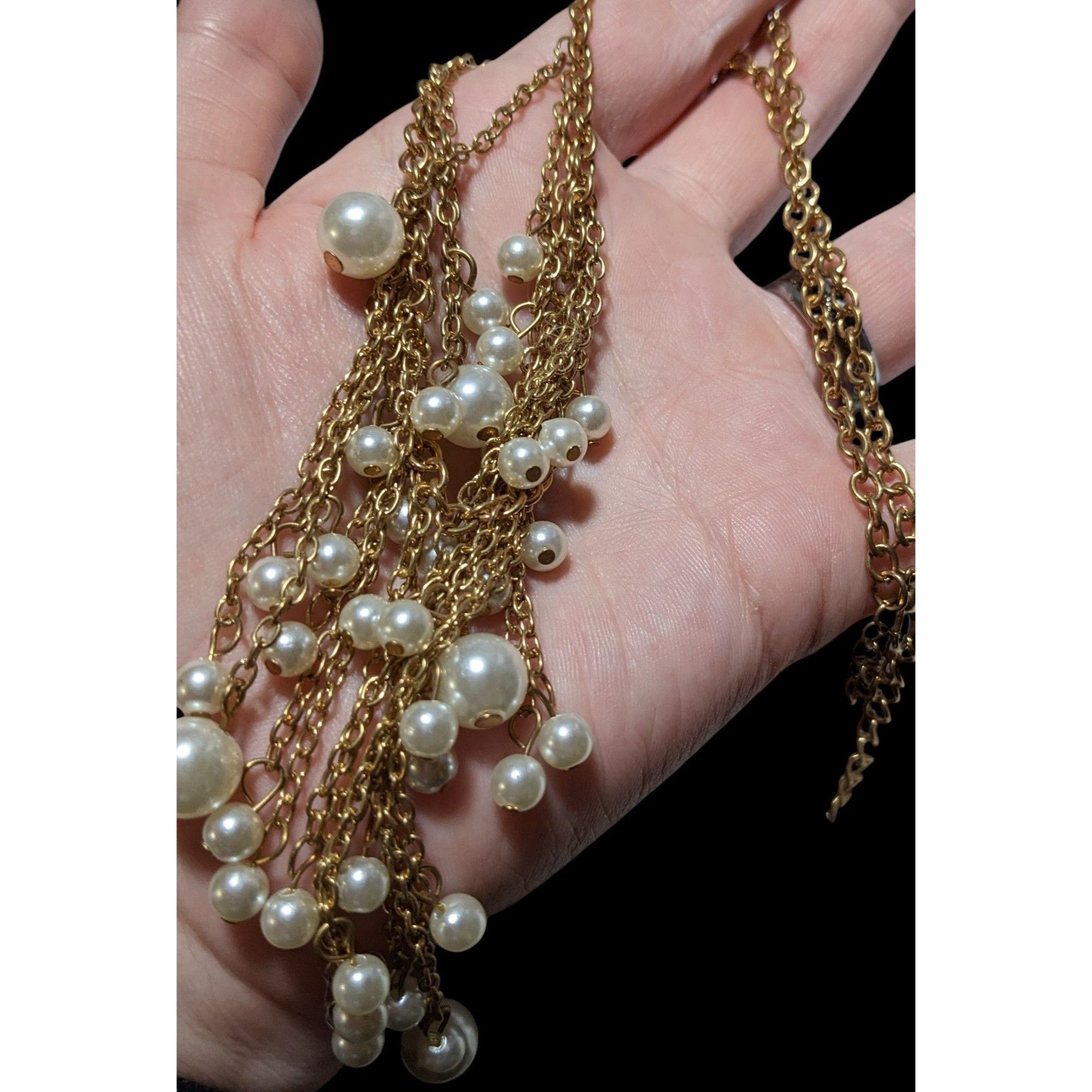 Other Elegant Glam Gold Chain Pearl Fringe Necklace Size ONE SIZE - 4 Thumbnail