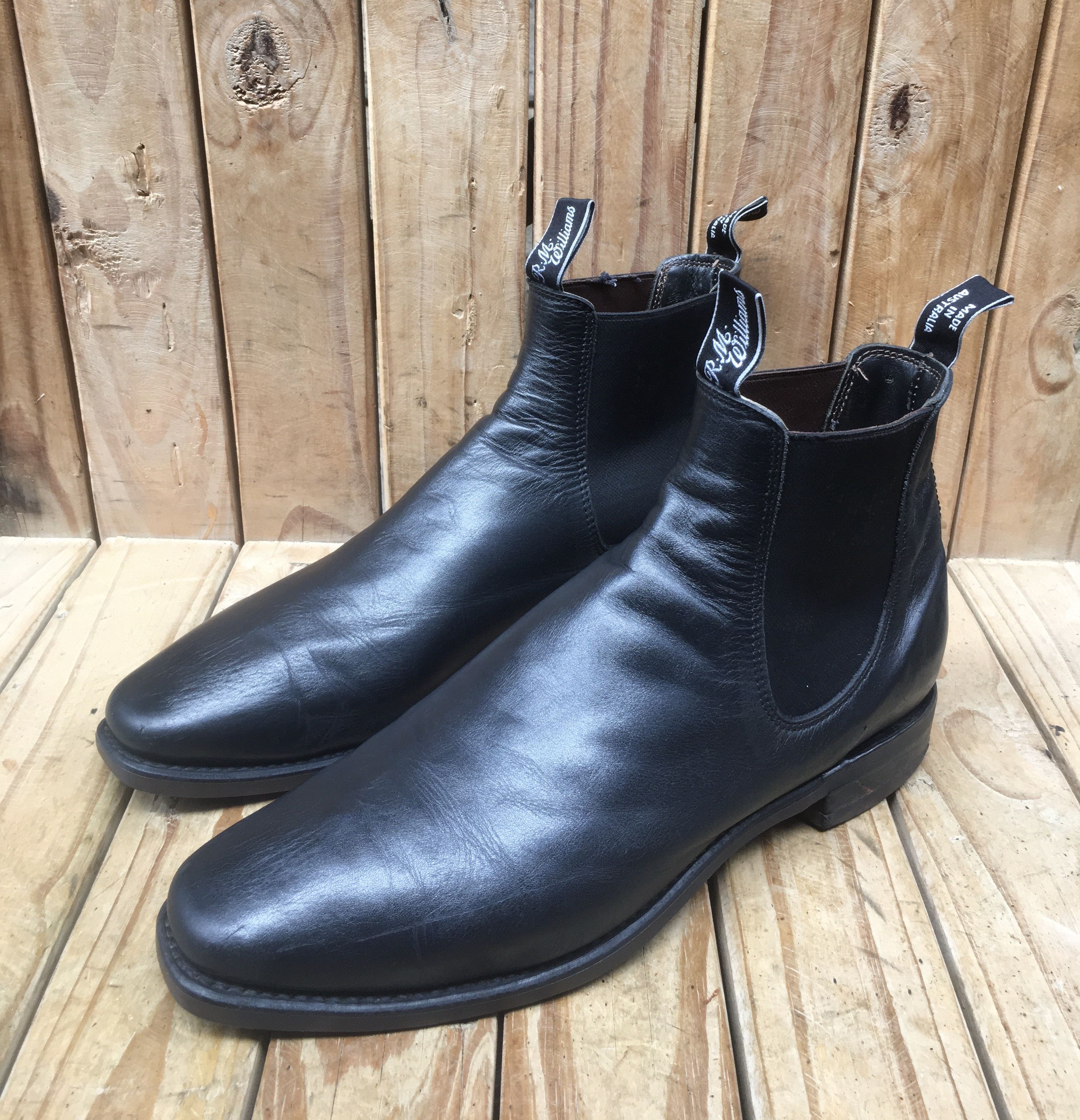 Rm Williams Black leather chelsea Men Boots Size UK 11 F