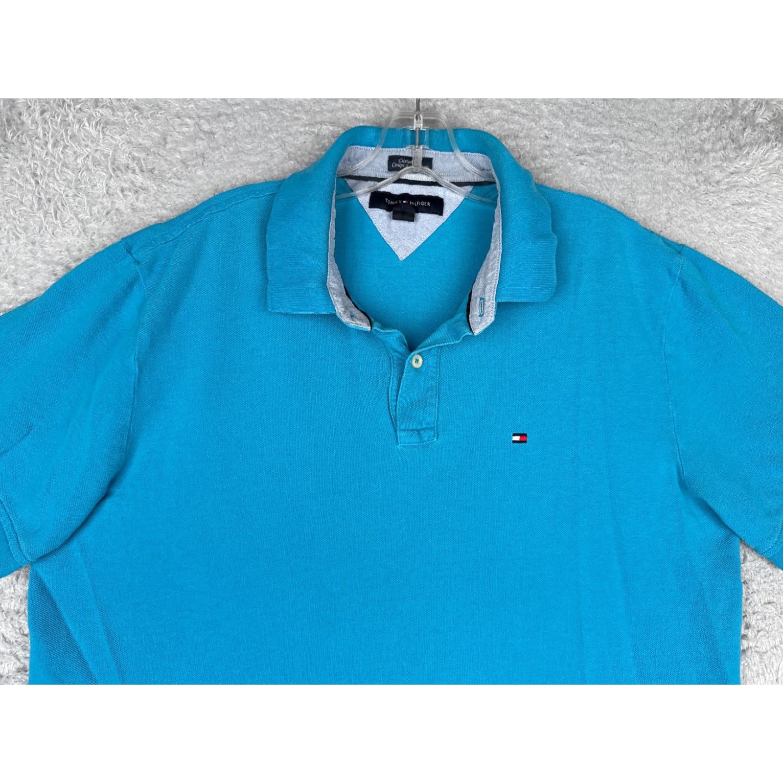 Tommy Hilfiger Tommy Hilfiger Polo Shirt Men Blue Cotton Extra Large Custom Fit Short Sleeve Size US XL / EU 56 / 4 - 4 Thumbnail