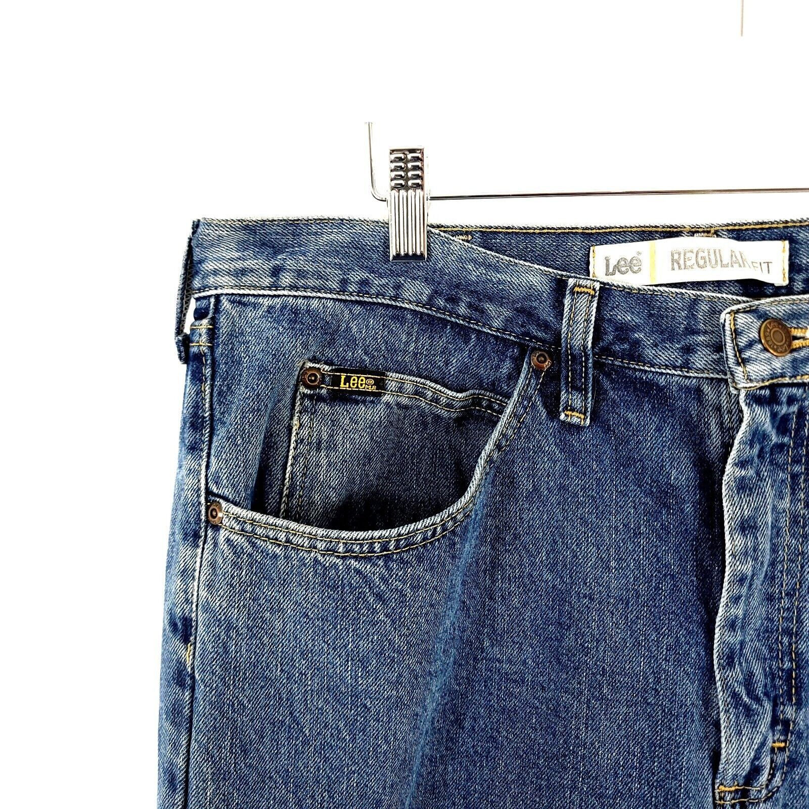 Lee Lee Regular Fit Blue Medium Wash Mid Rise Denim Jeans 36/32 Size US 36 / EU 52 - 2 Thumbnail
