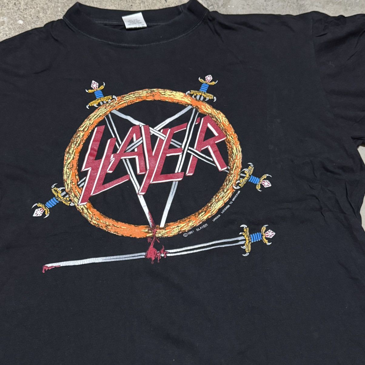 Band Tees × Vintage Vintage 90s Slayer „hell awaits“ t-shirt 1991 Size US XL / EU 56 / 4 - 3 Thumbnail