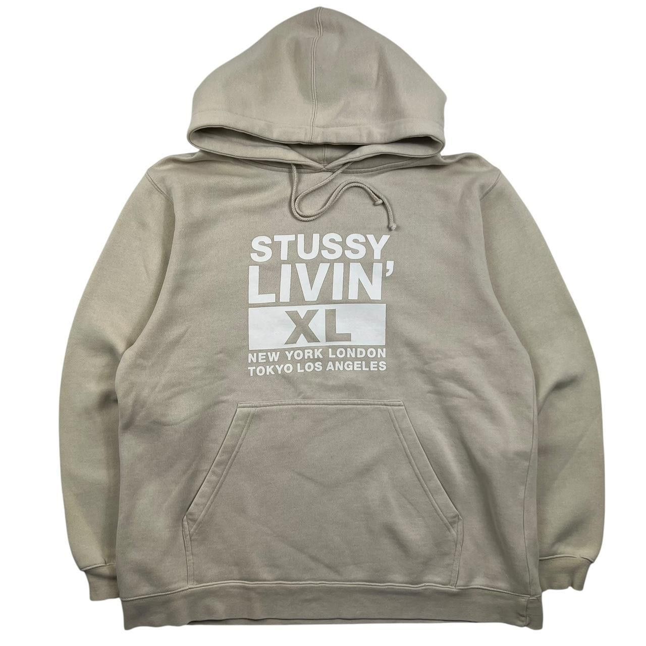 Stussy Vintage 2000s Stussy Livin XL Pullover Hoodie Cream - Medium Size US M / EU 48-50 / 2 - 1 Thumbnail