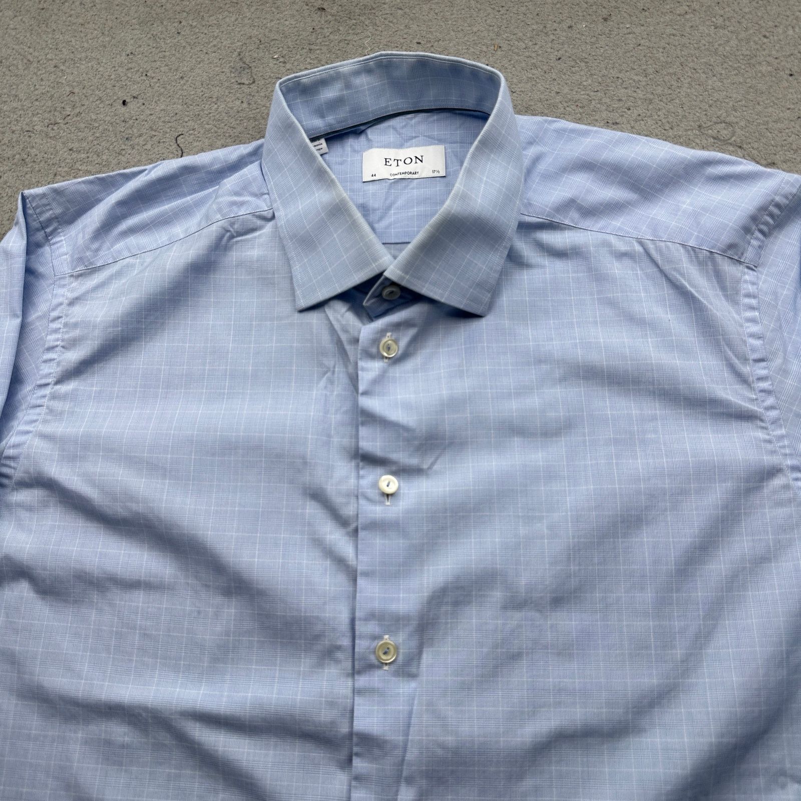 Eton Eton Poplin Graph Plaid 17.5 44 XL Shirt Men Button Up Blue Size US XL / EU 56 / 4 - 8 Thumbnail