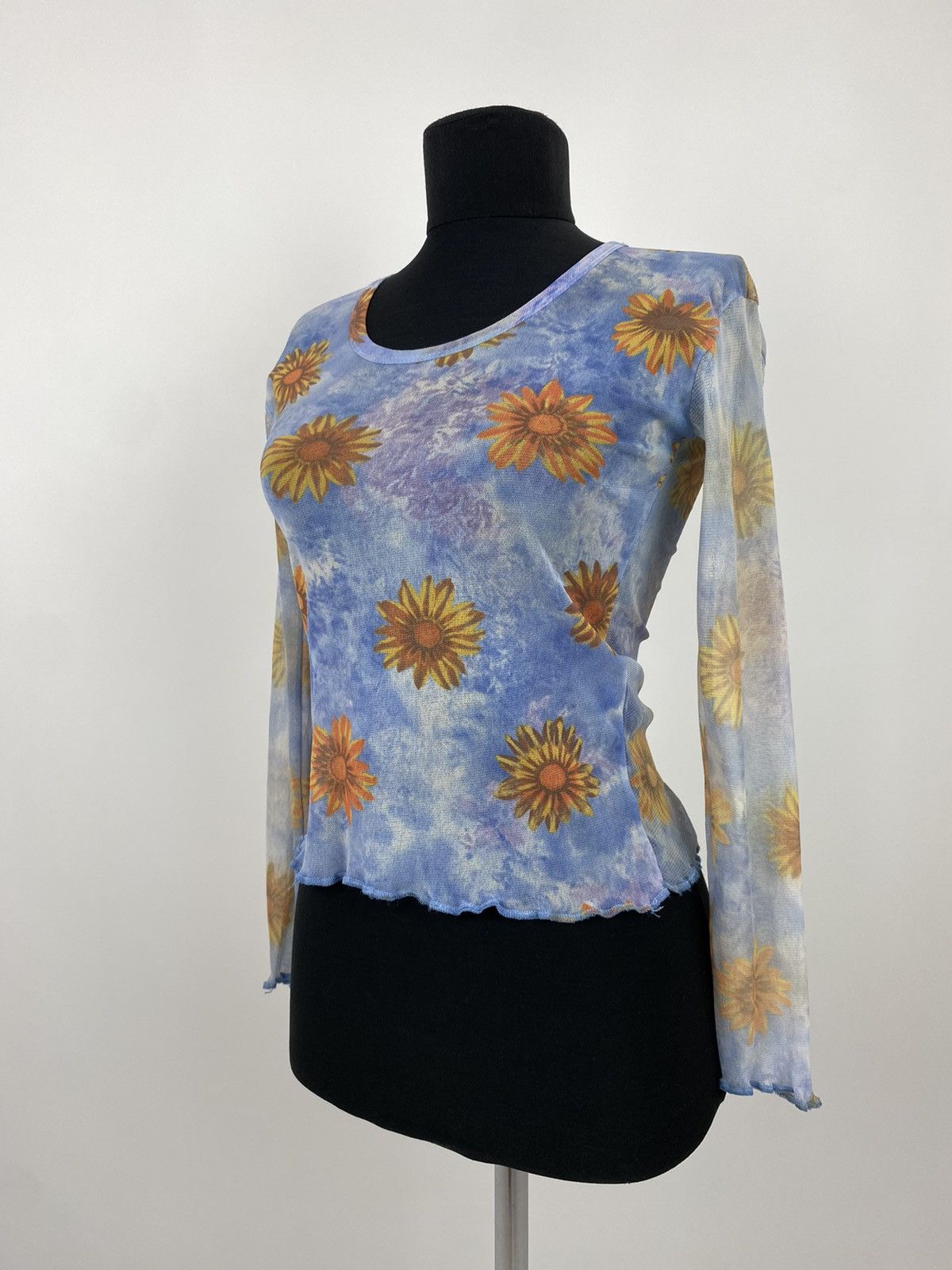 Vintage Y2K Vintage Two Wild London Floral Sky Blue Mesh Top Size S / US 4 / IT 40 - 1 Thumbnail