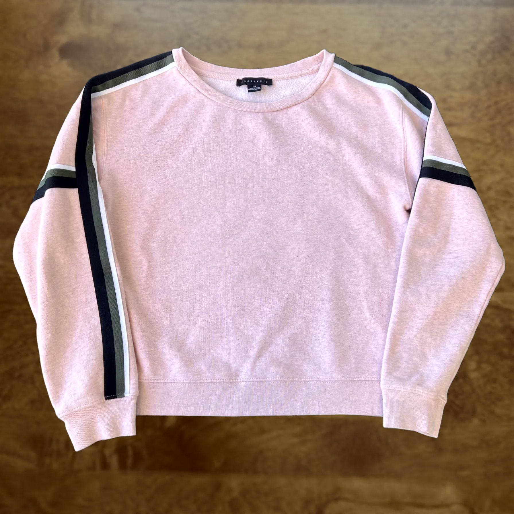Sanctuary VINTAGE? (No) Sanctuary Sweatshirt Womens XS Pink Crewneck Stripe Sleeve Athleisure Pullover Size XS / US 0-2 / IT 36-38 - 1 Thumbnail