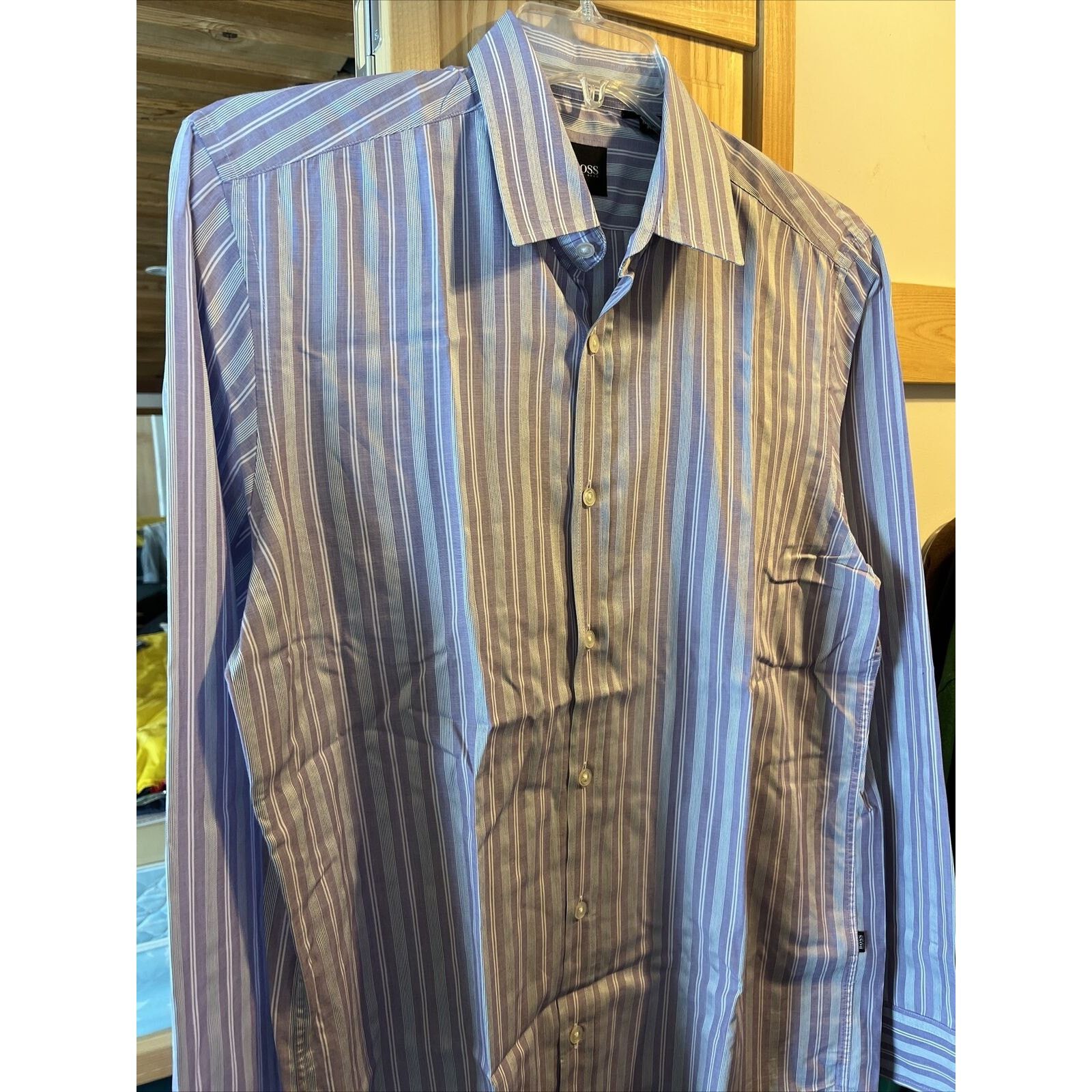Hugo Boss Hugo Boss Men’s L Purple Striped LS Button Down Cotton Shirt Size US L / EU 52-54 / 3 - 4 Thumbnail