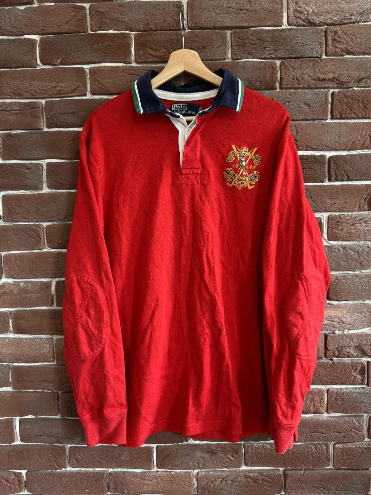 Vintage Polo Ralph Lauren USA Rugby Polo Shirt Rare Hype Red L Rare Size US L / EU 52-54 / 3 - 1 Thumbnail