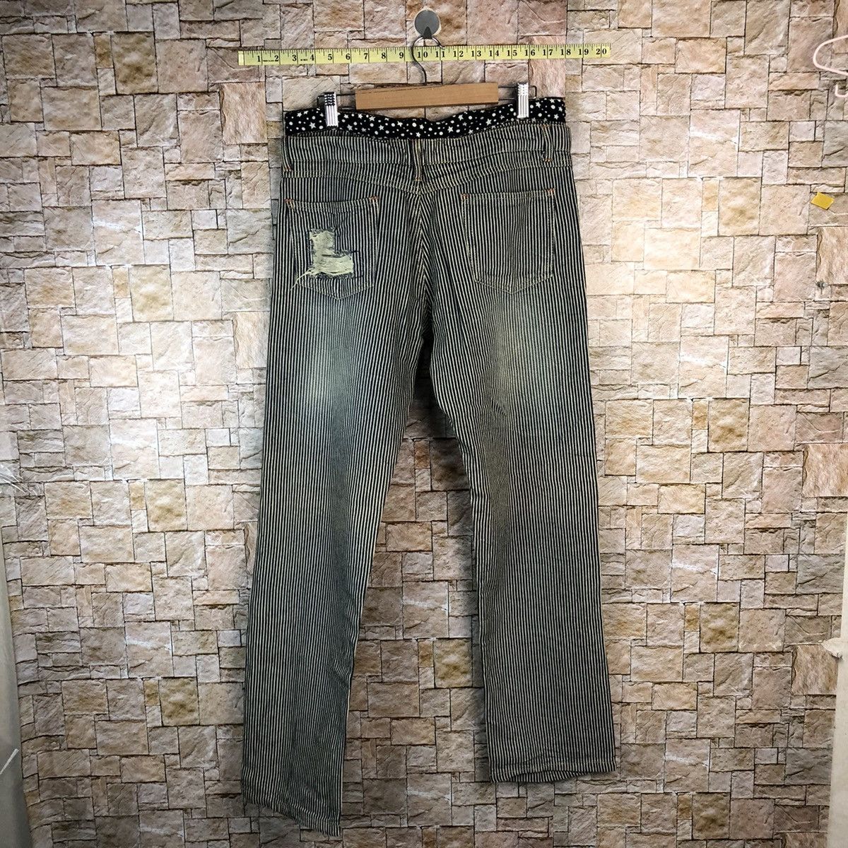 Japanese Brand Japan double waist Stripe Distressed cargo Pants #A1021 Size US 29 - 14 Thumbnail