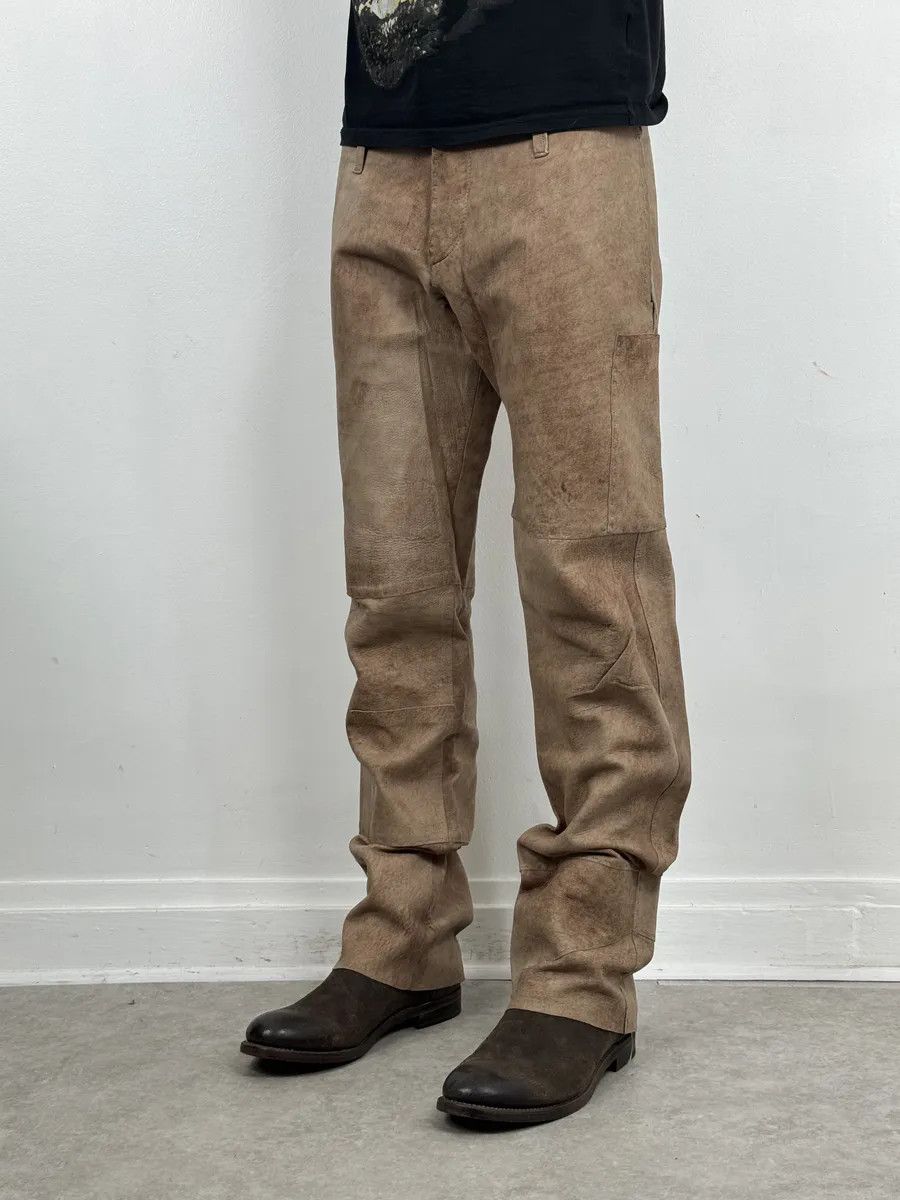 Dolce & Gabbana 2000s Dolce & Gabbana Brown Eroded Leather Pants Size US 31 - 5 Thumbnail